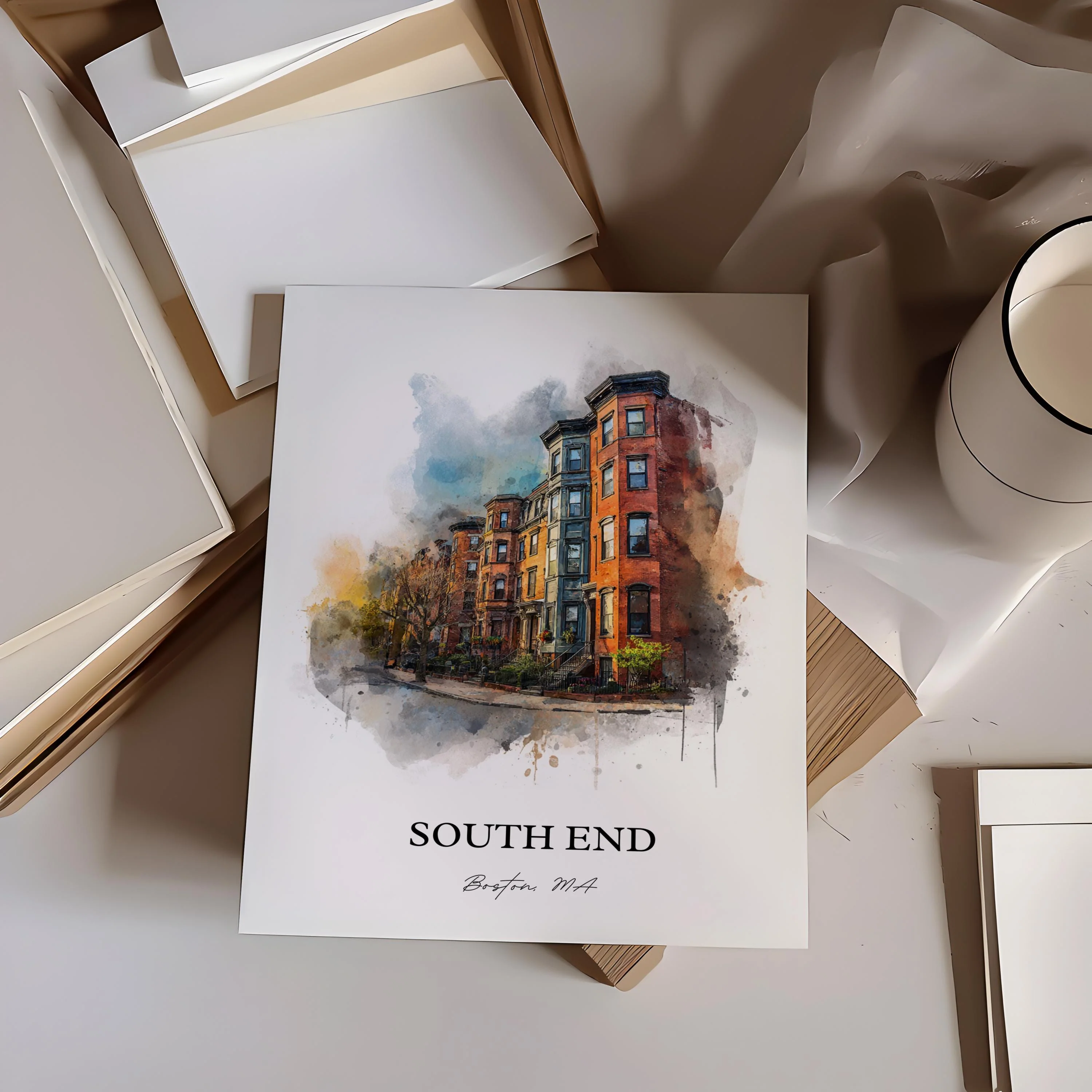 South End, Massachusetts – Watercolor Art Print - Image 2