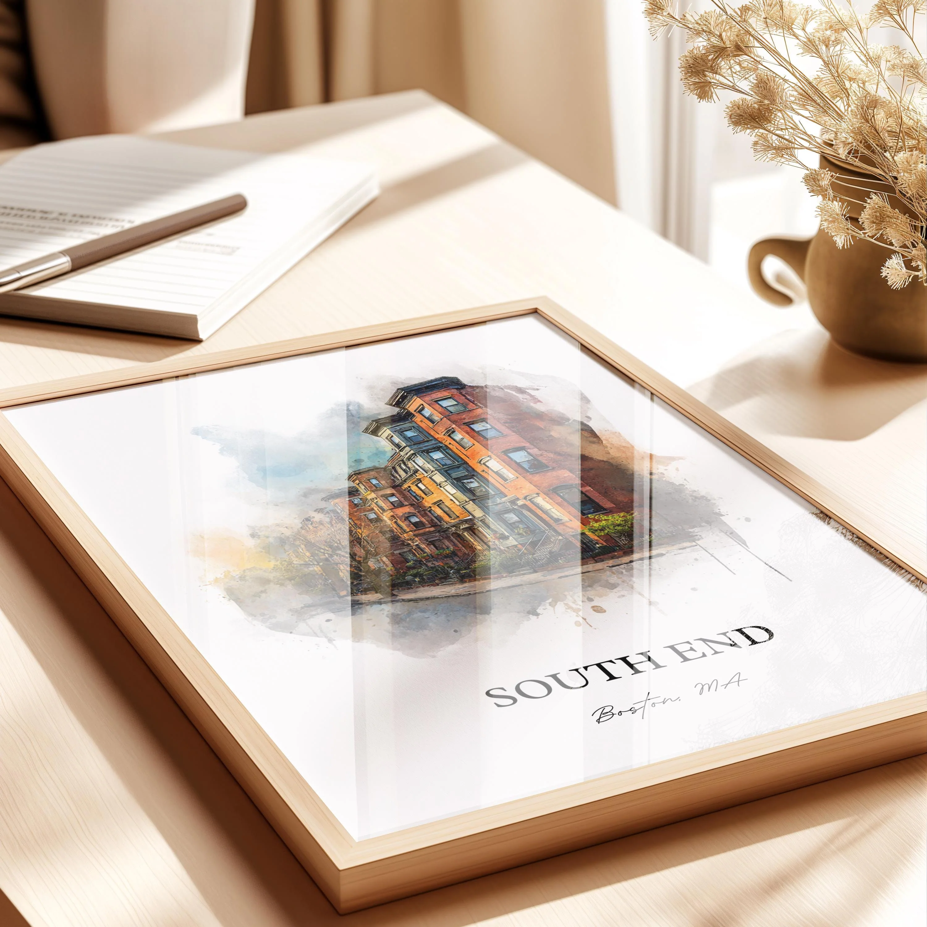 South End, Massachusetts – Watercolor Art Print - Image 3