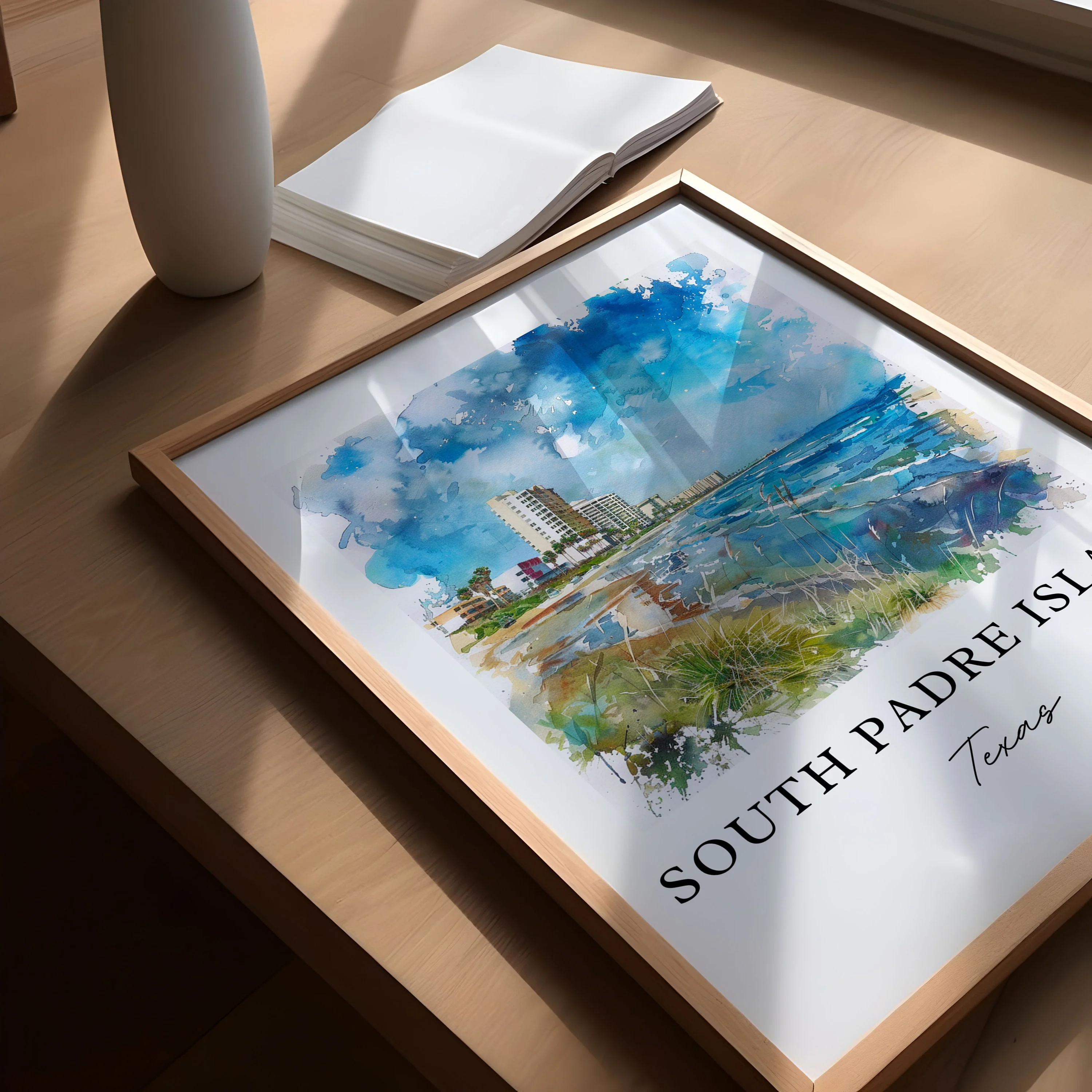 South Padre Island, Texas, Texas – Watercolor Art Print - Image 3