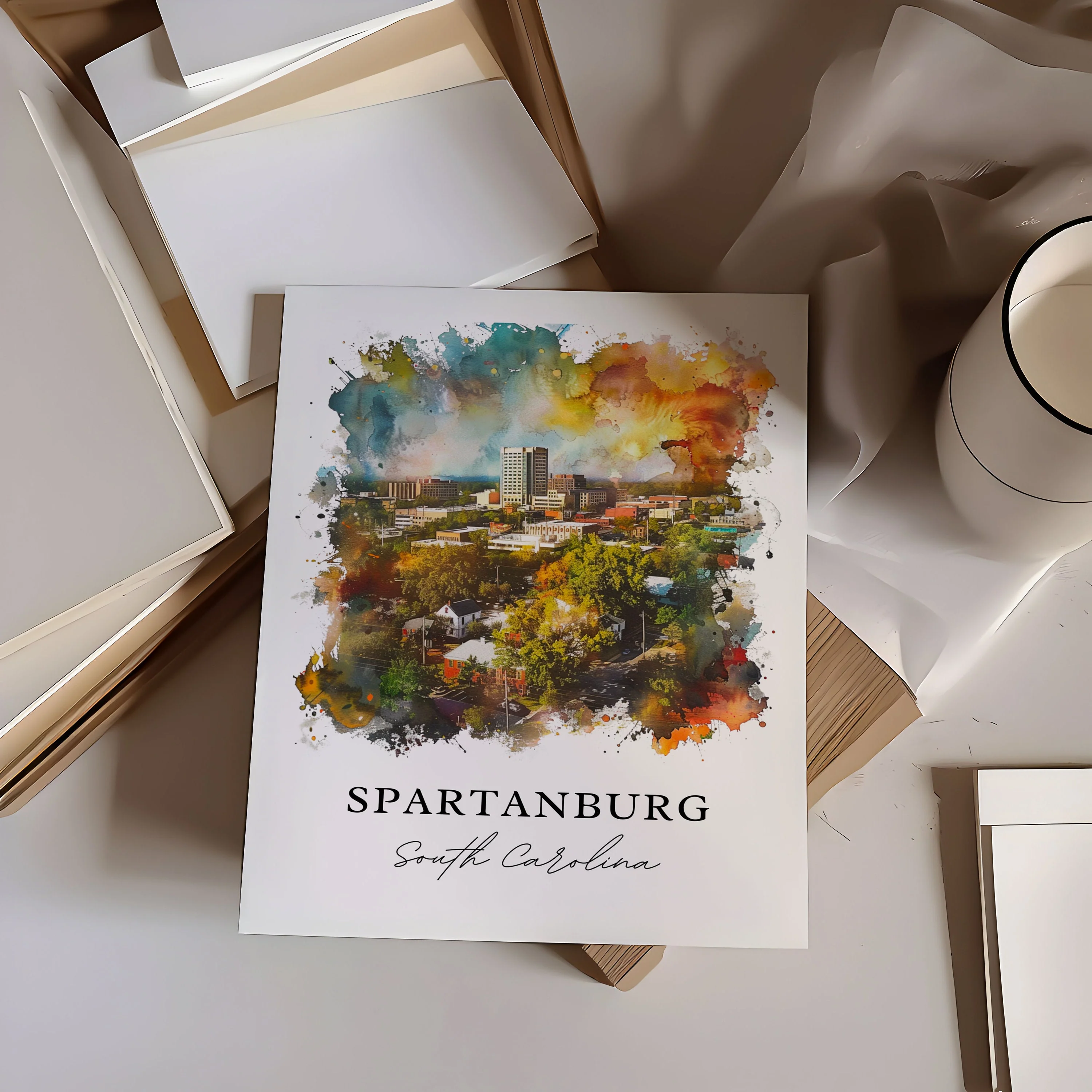 Spartanburg, USA – Watercolor Art Print - Image 2