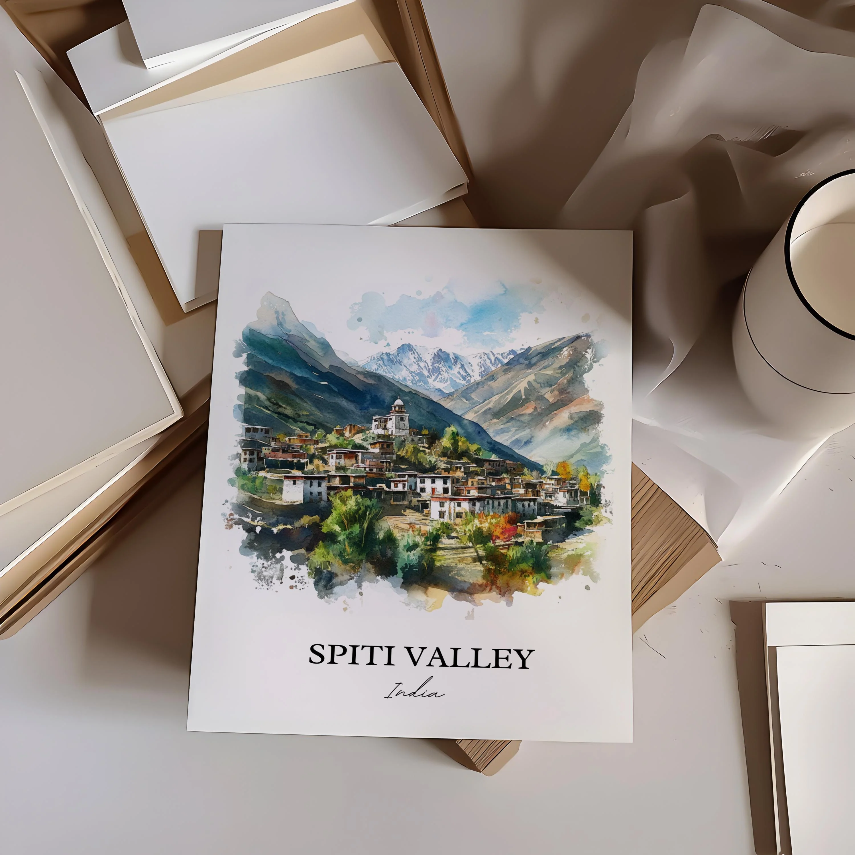 Spiti Valley, India – Watercolor Art Print - Image 5