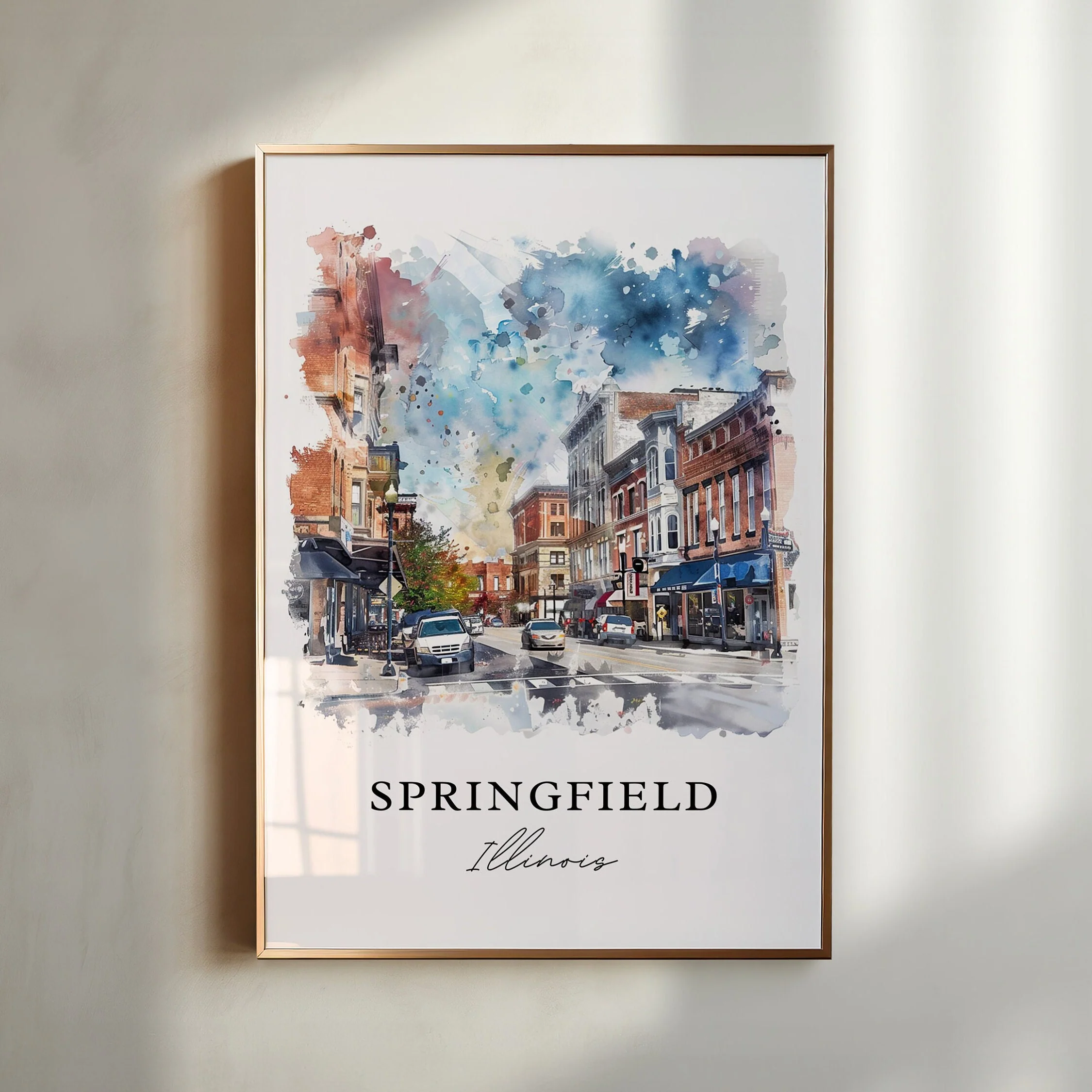 Springfield, Illinois – Watercolor Art Print