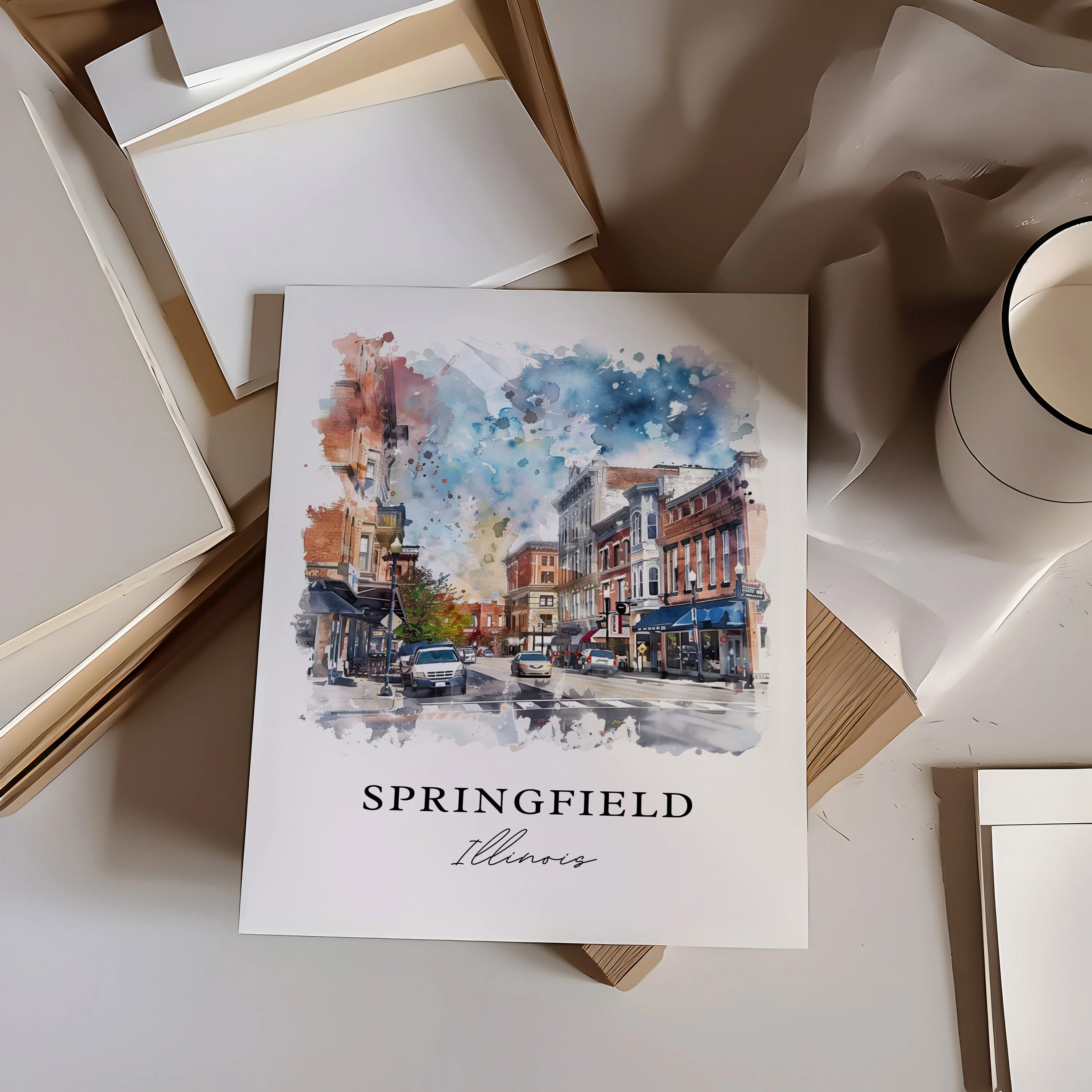 Springfield, Illinois – Watercolor Art Print - Image 2