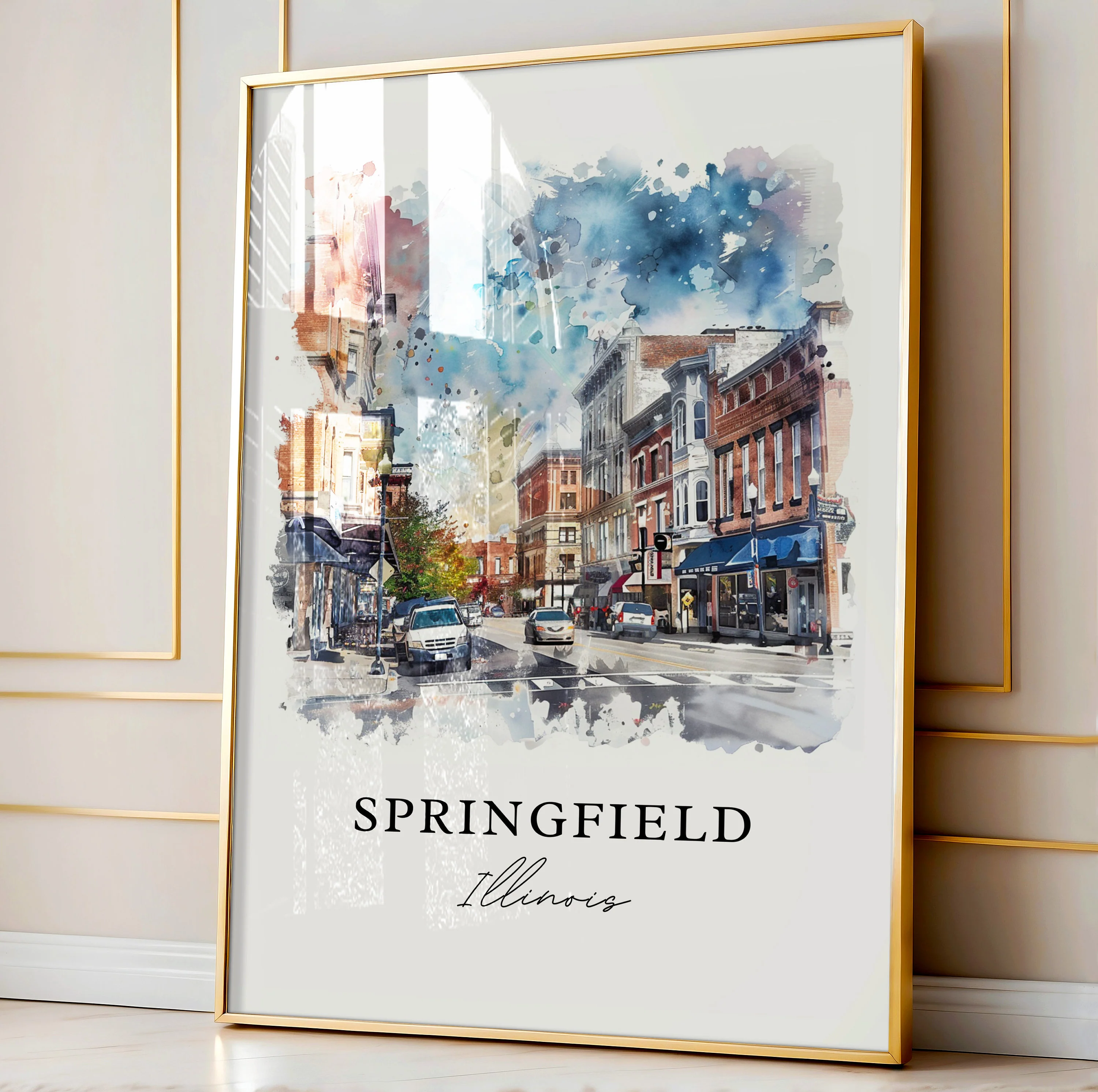 Springfield, Illinois – Watercolor Art Print - Image 4