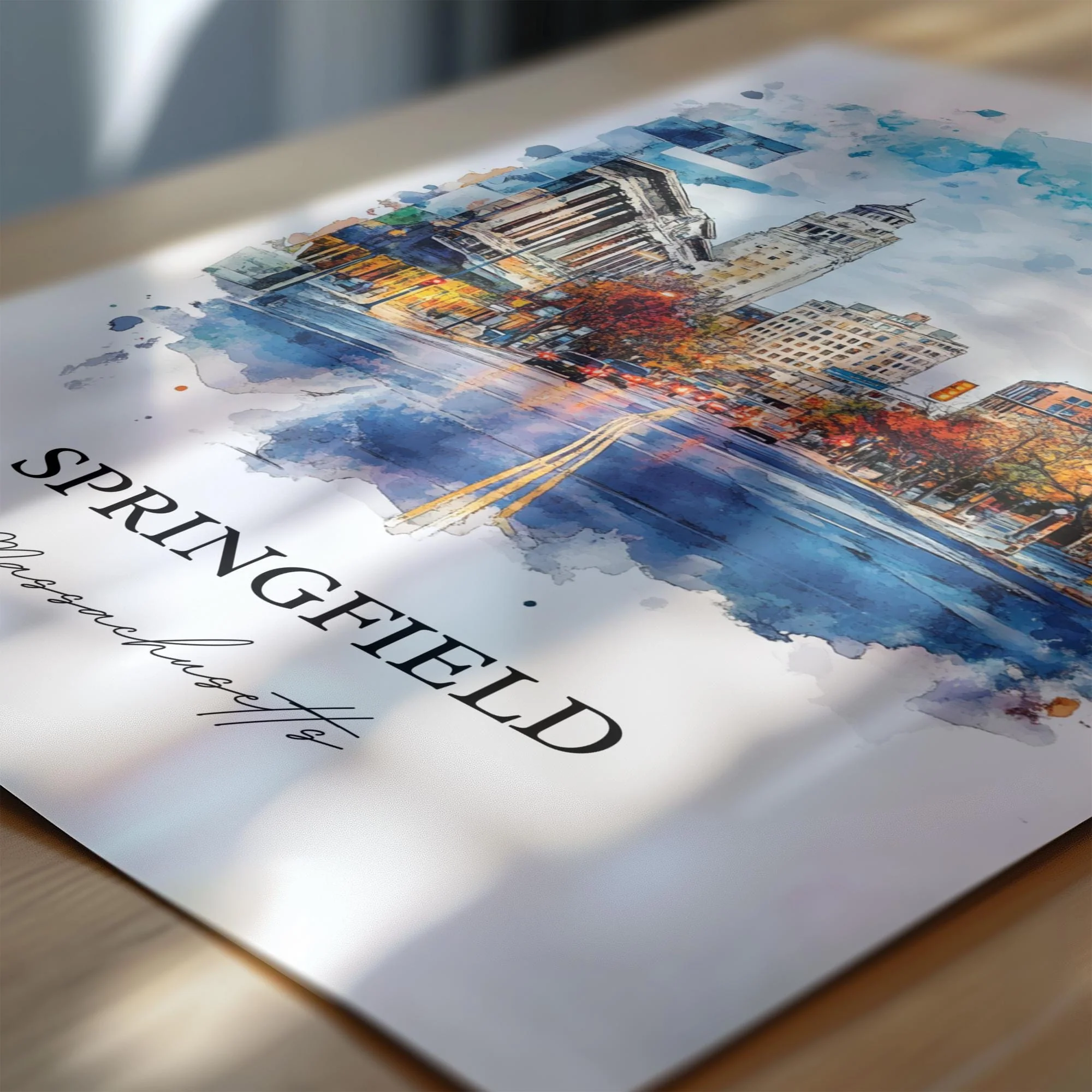 Springfield, Massachusetts – Watercolor Art Print of Connecticut River - Image 2