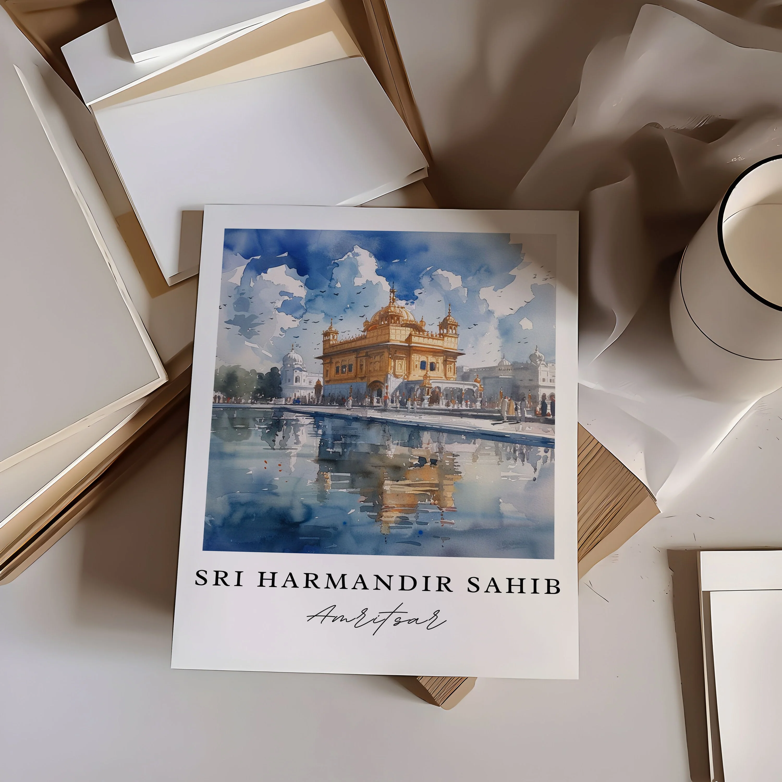 Amritsar, India – Watercolor Art Print of Sri Harmandir Sahib - Image 2