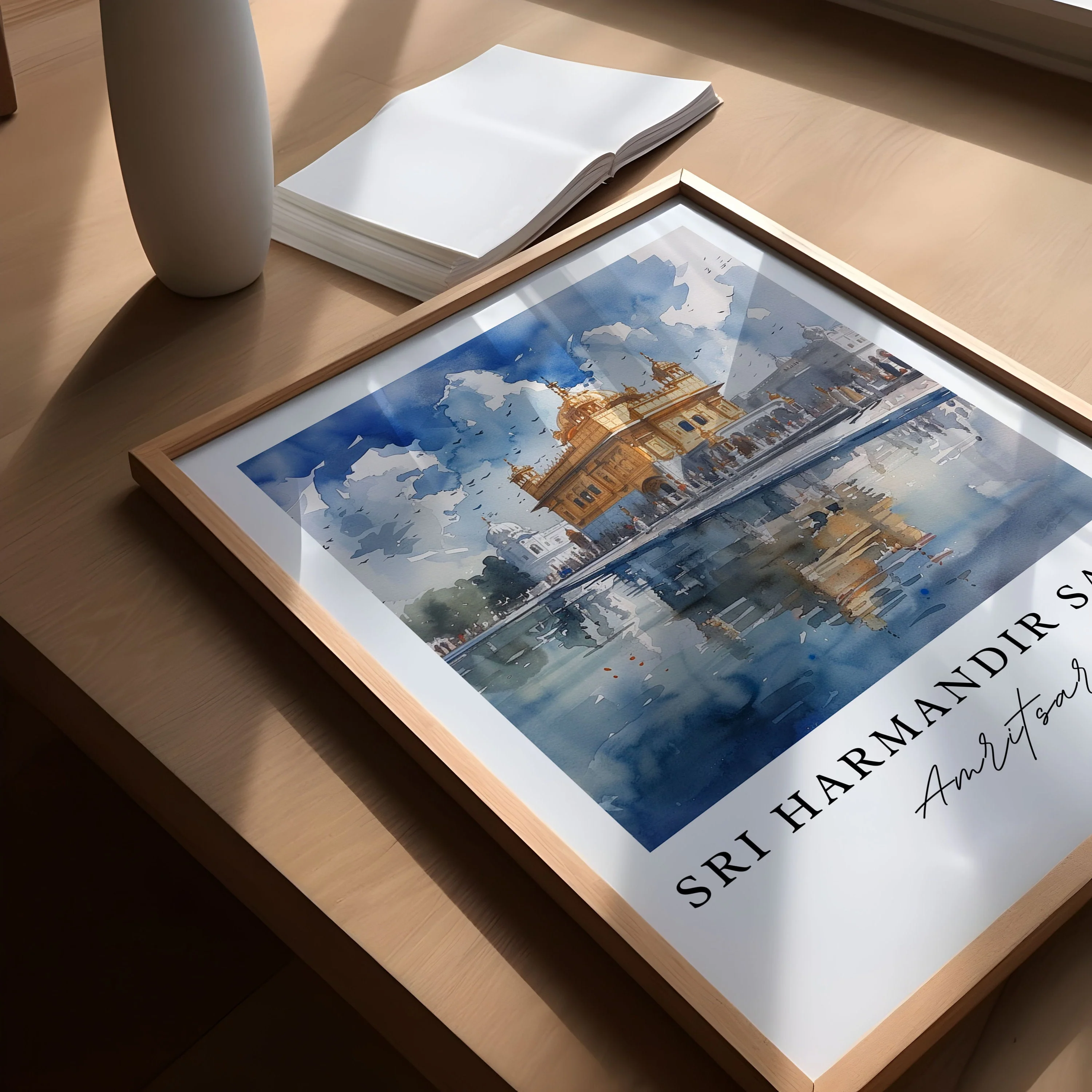 Amritsar, India – Watercolor Art Print of Sri Harmandir Sahib - Image 3