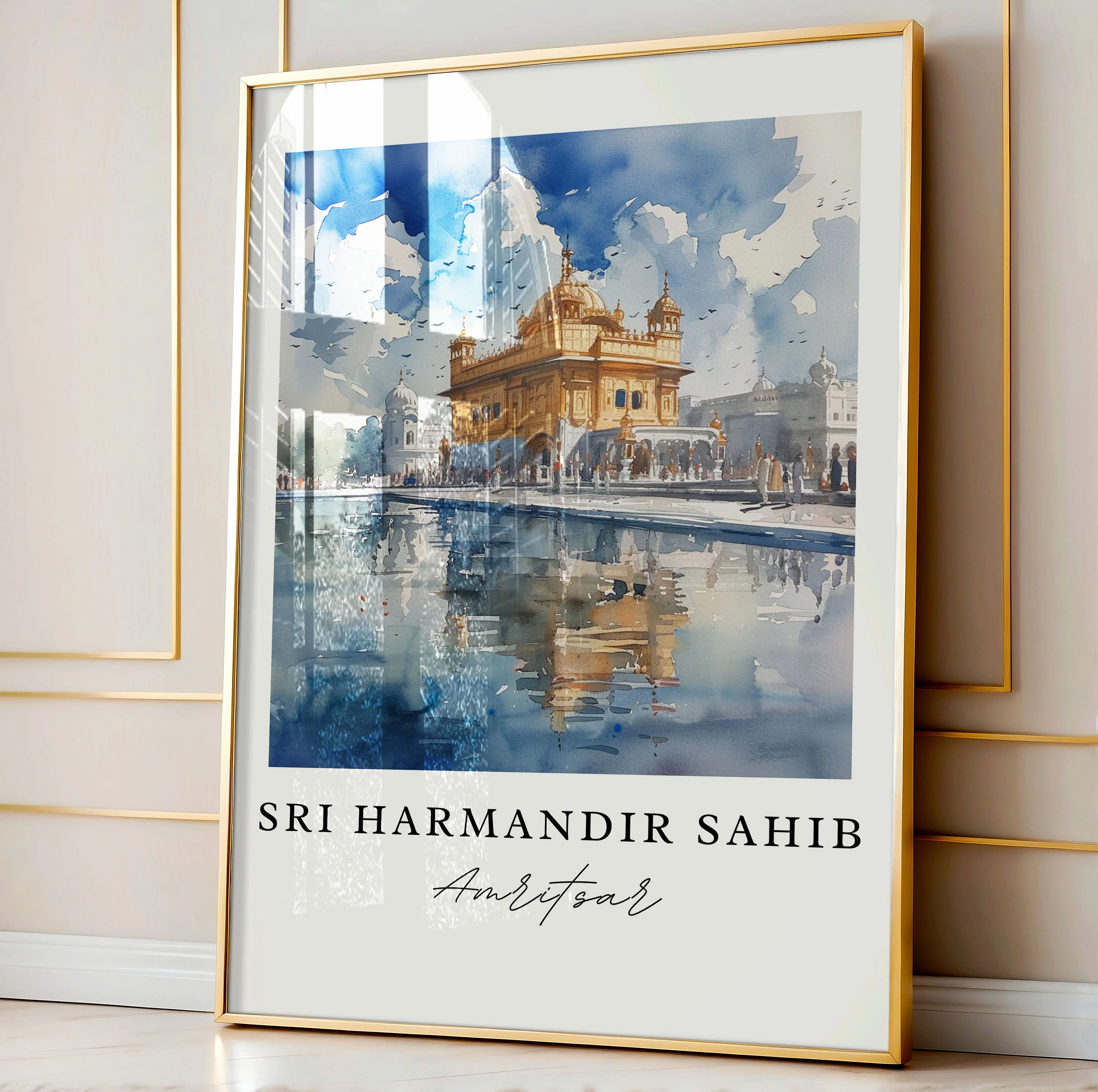 Amritsar, India – Watercolor Art Print of Sri Harmandir Sahib - Image 4
