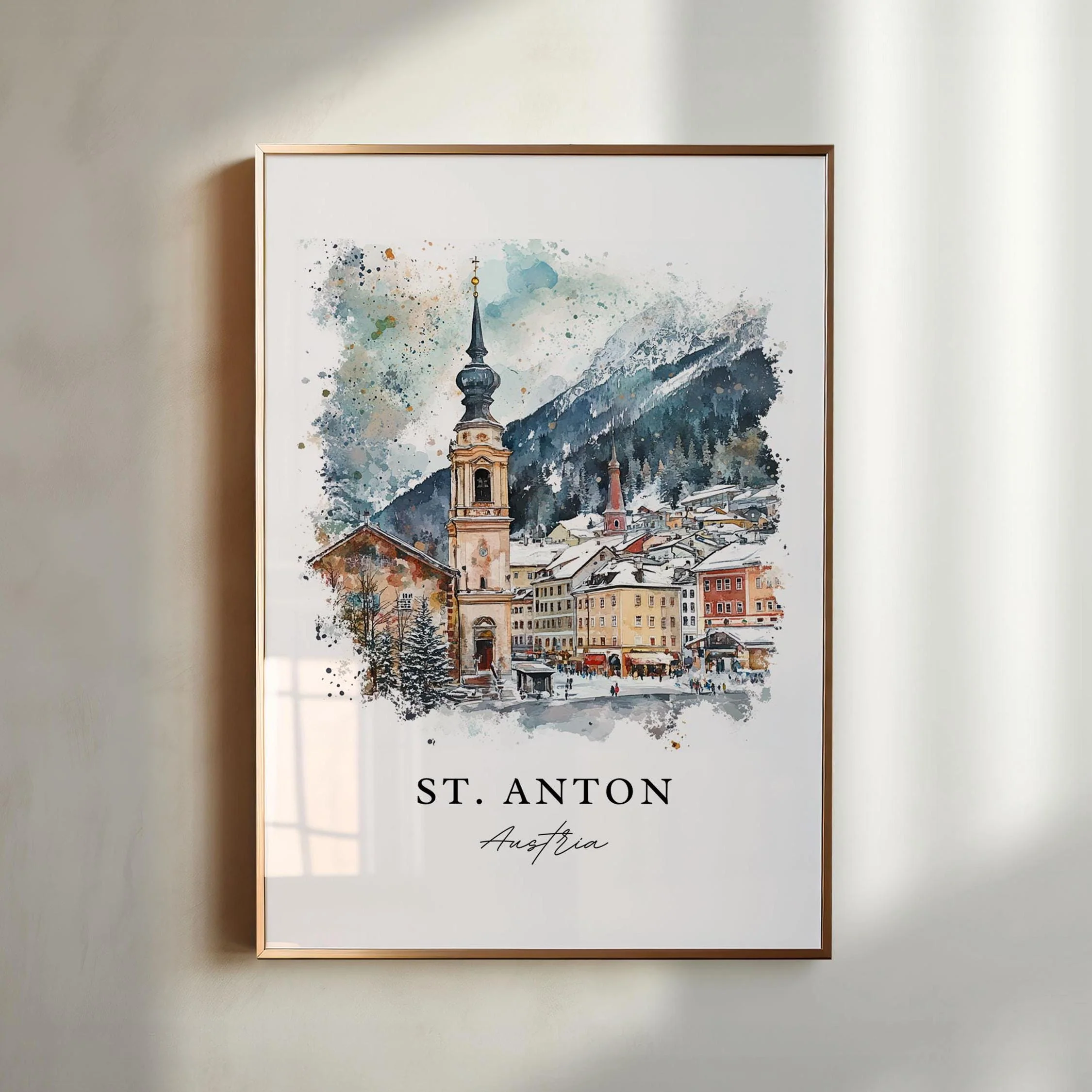 St. Anton am Arlberg, Austria – Watercolor Art Print - Image 3