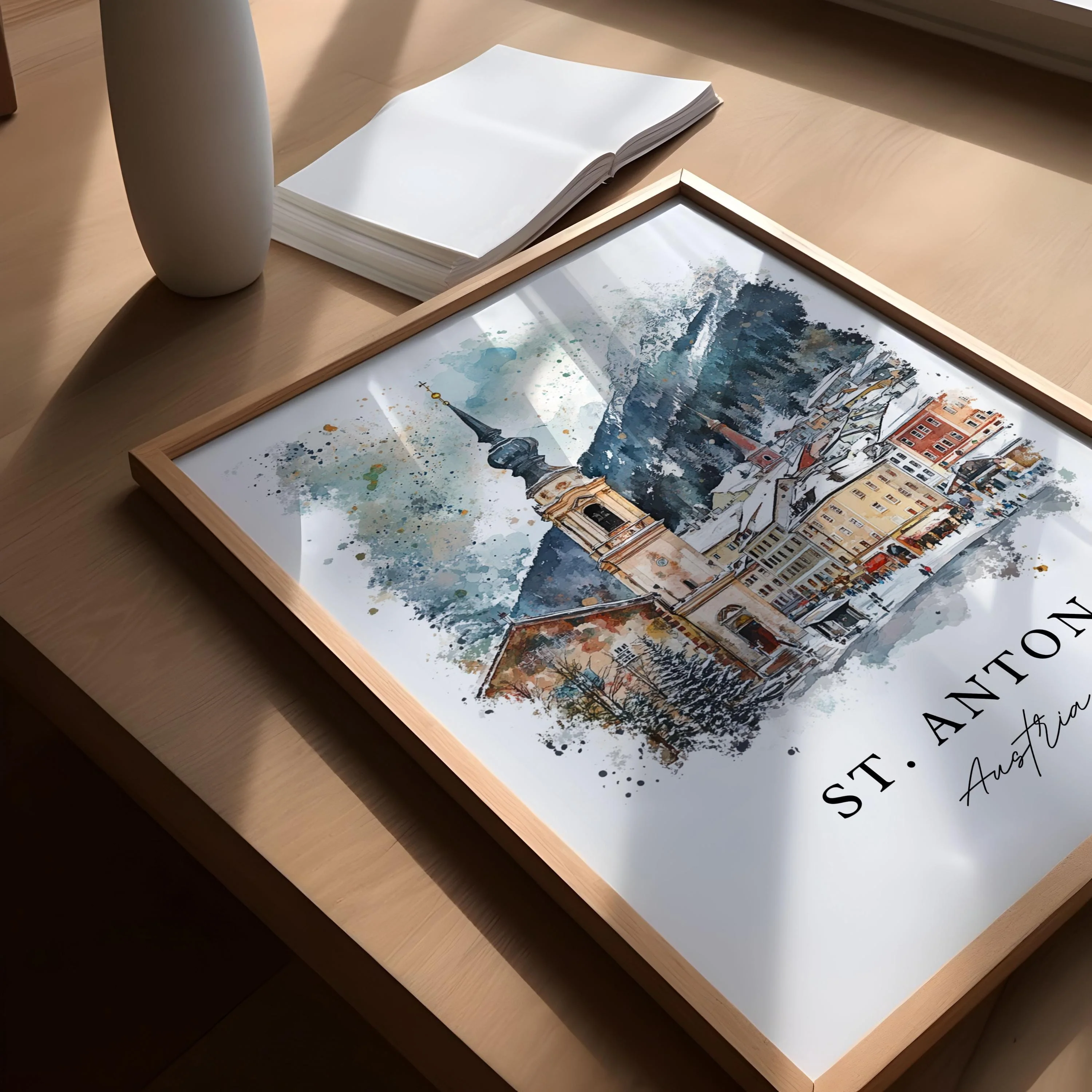 St. Anton am Arlberg, Austria – Watercolor Art Print - Image 4
