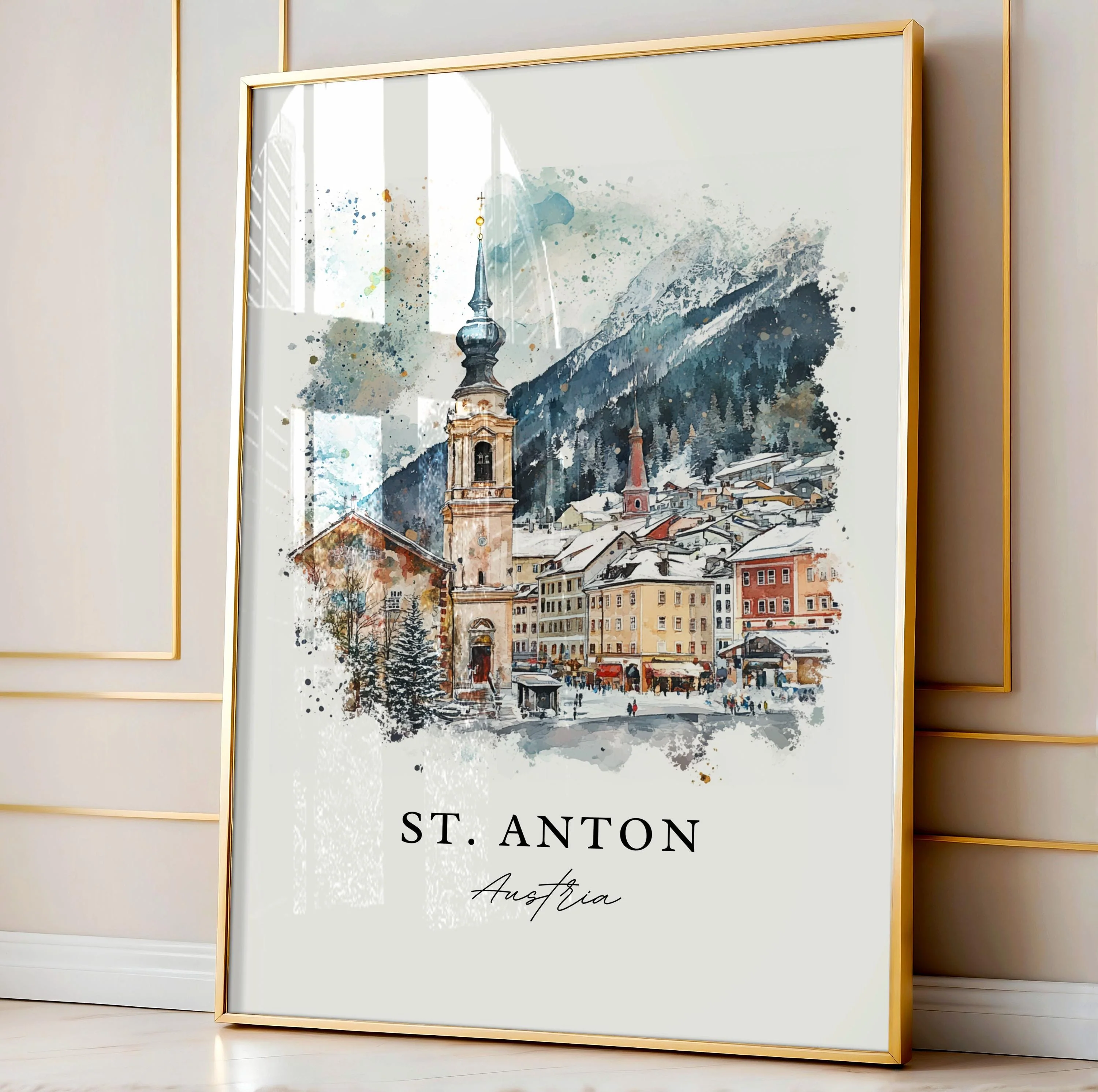 St. Anton am Arlberg, Austria – Watercolor Art Print - Image 5