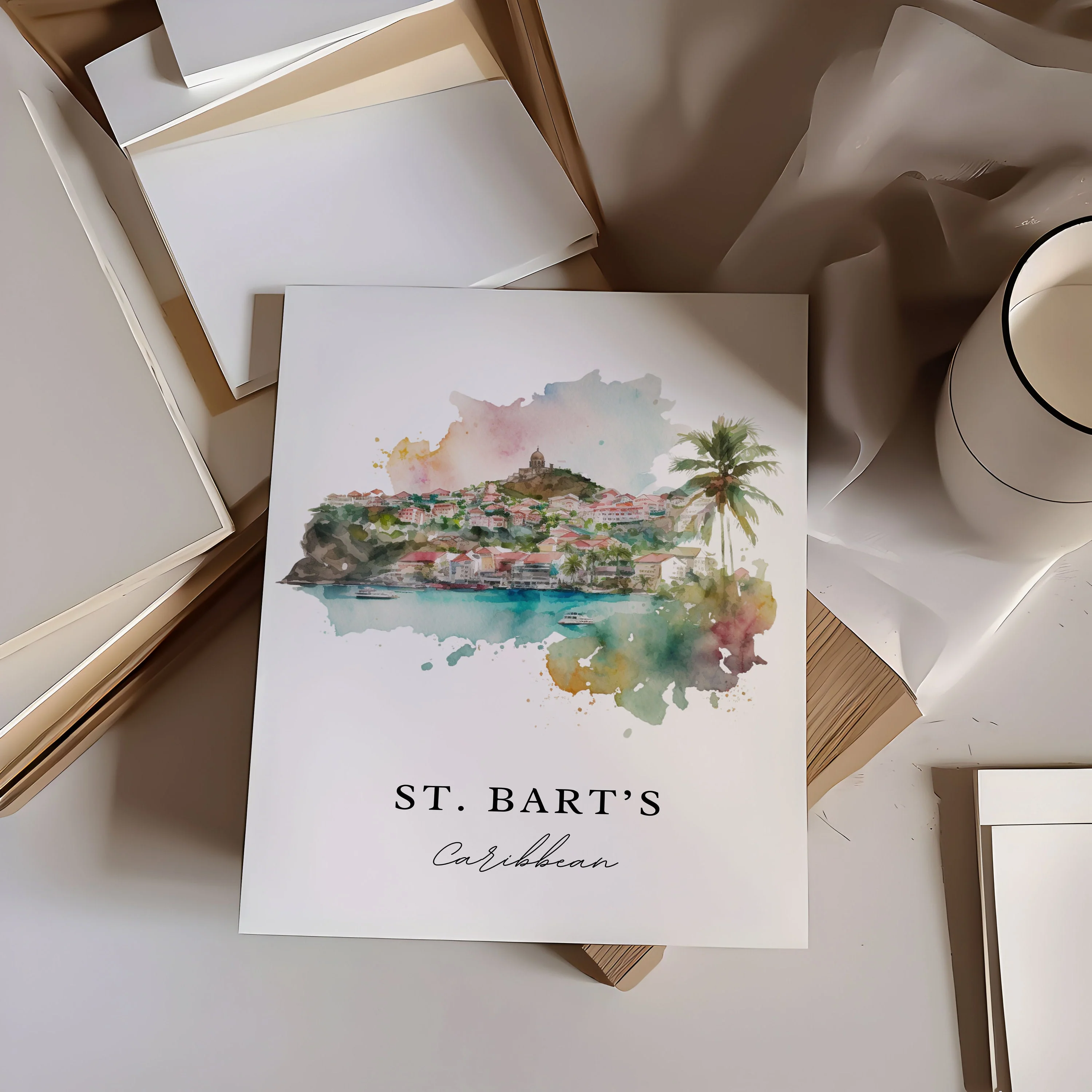 St. Barts, Caribbean – Watercolor Art Print - Image 2
