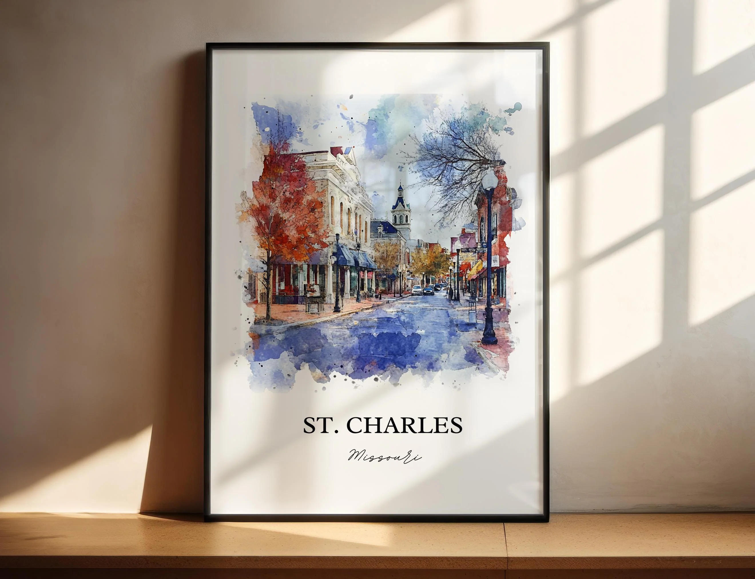St Charles, Missouri, USA – Watercolor Art Print
