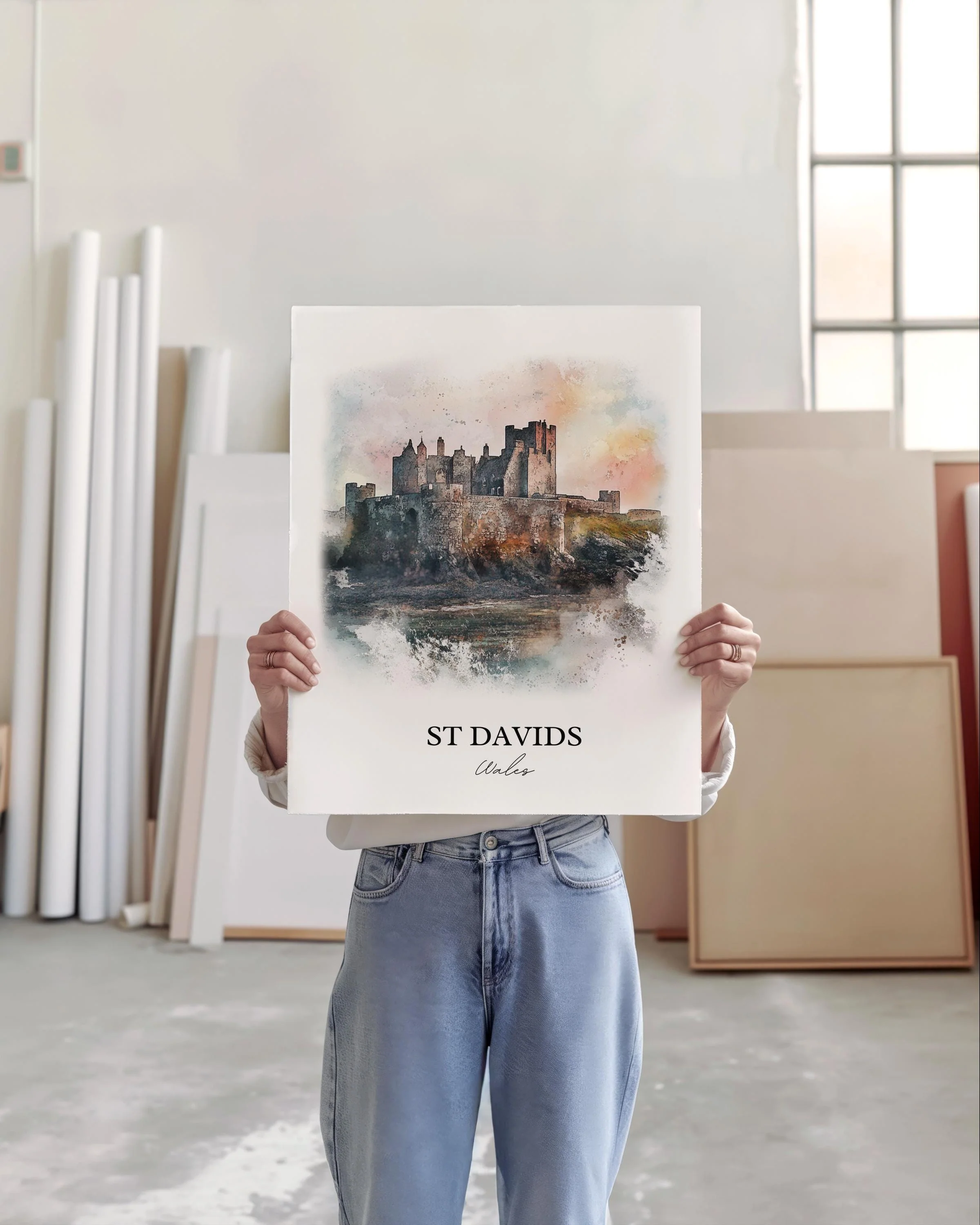 St Davids, Wales – Watercolor Art Print - Image 4