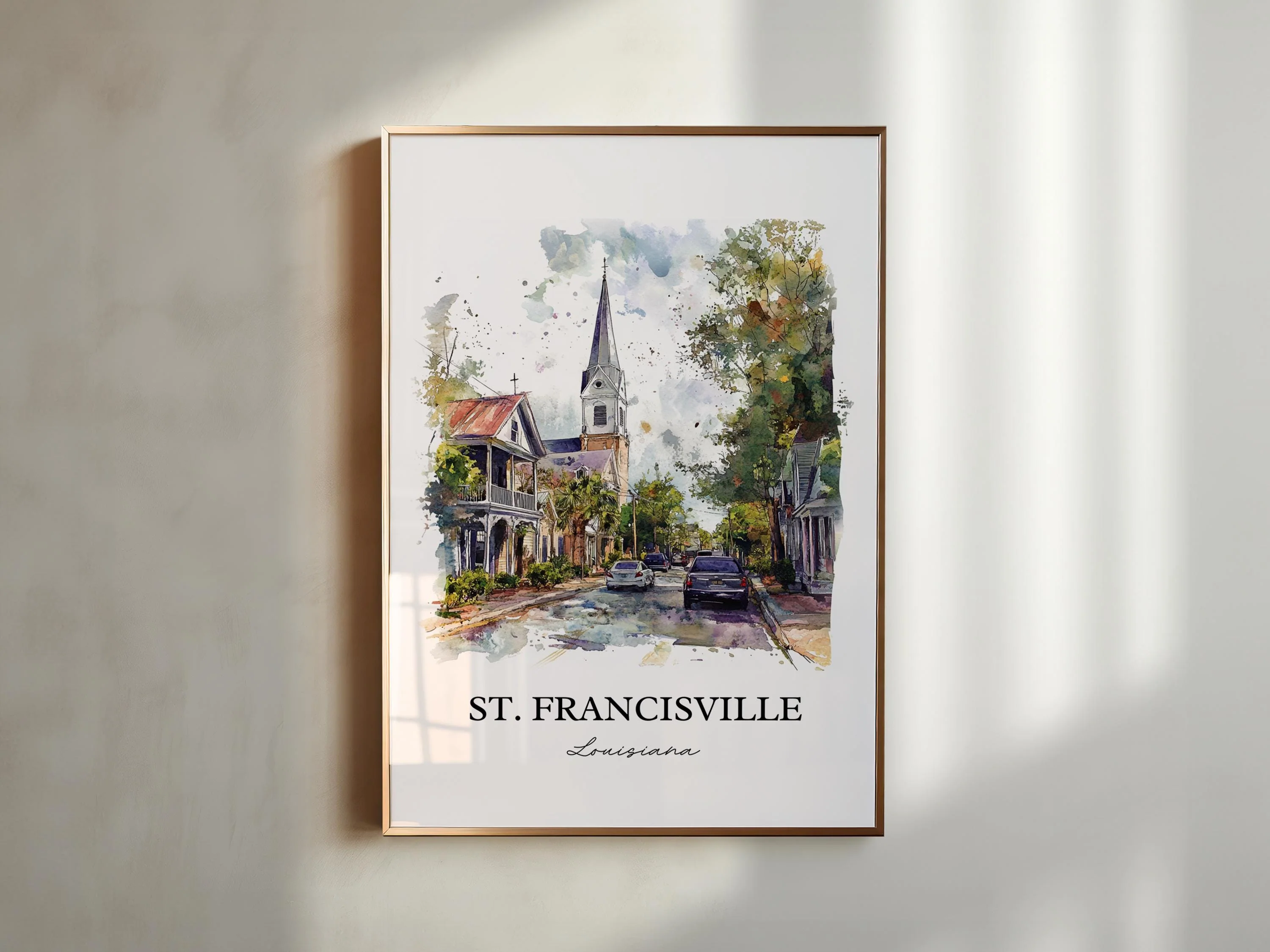 St. Francisville, Louisiana, USA – Watercolor Art Print - Image 3