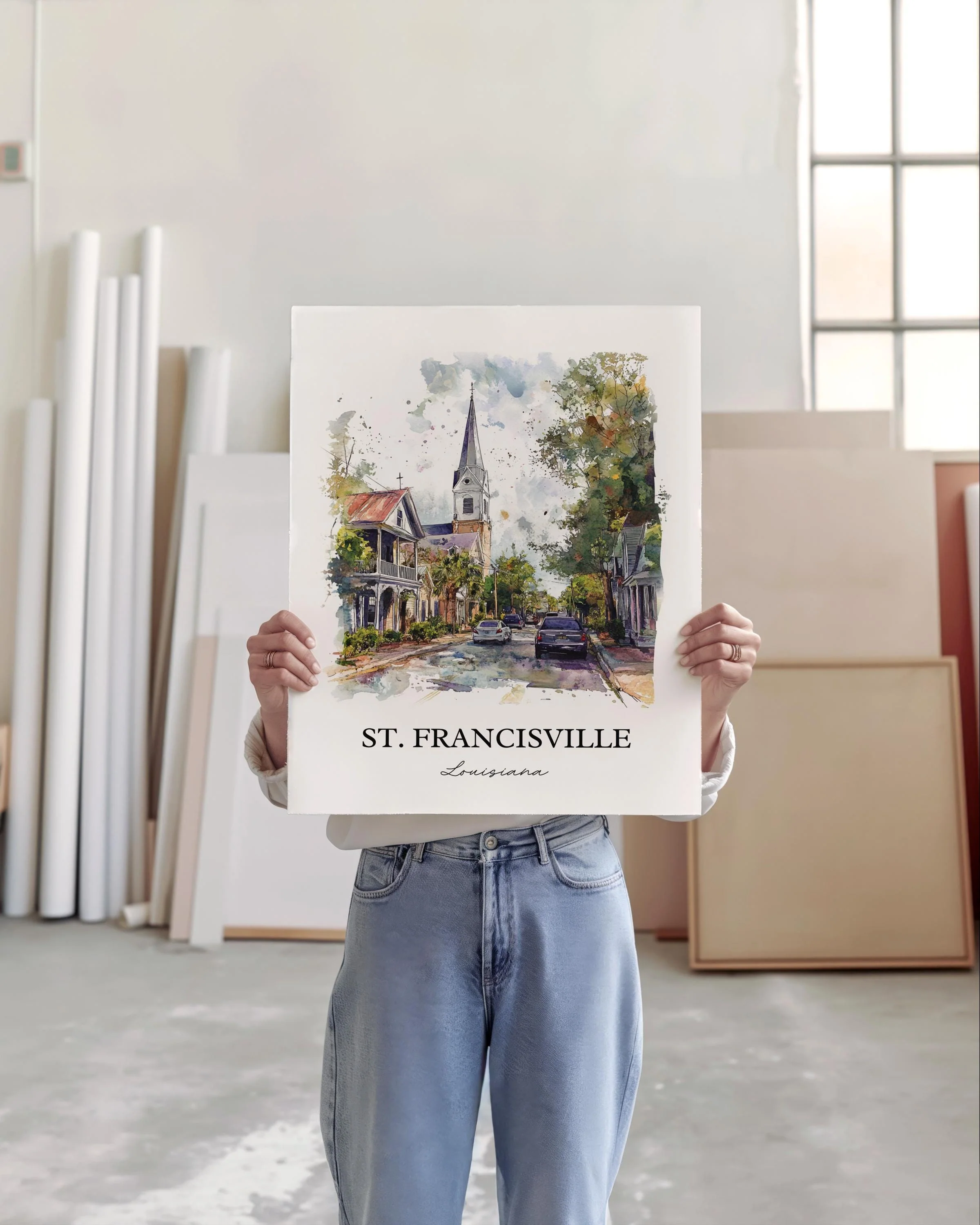 St. Francisville, Louisiana, USA – Watercolor Art Print - Image 4