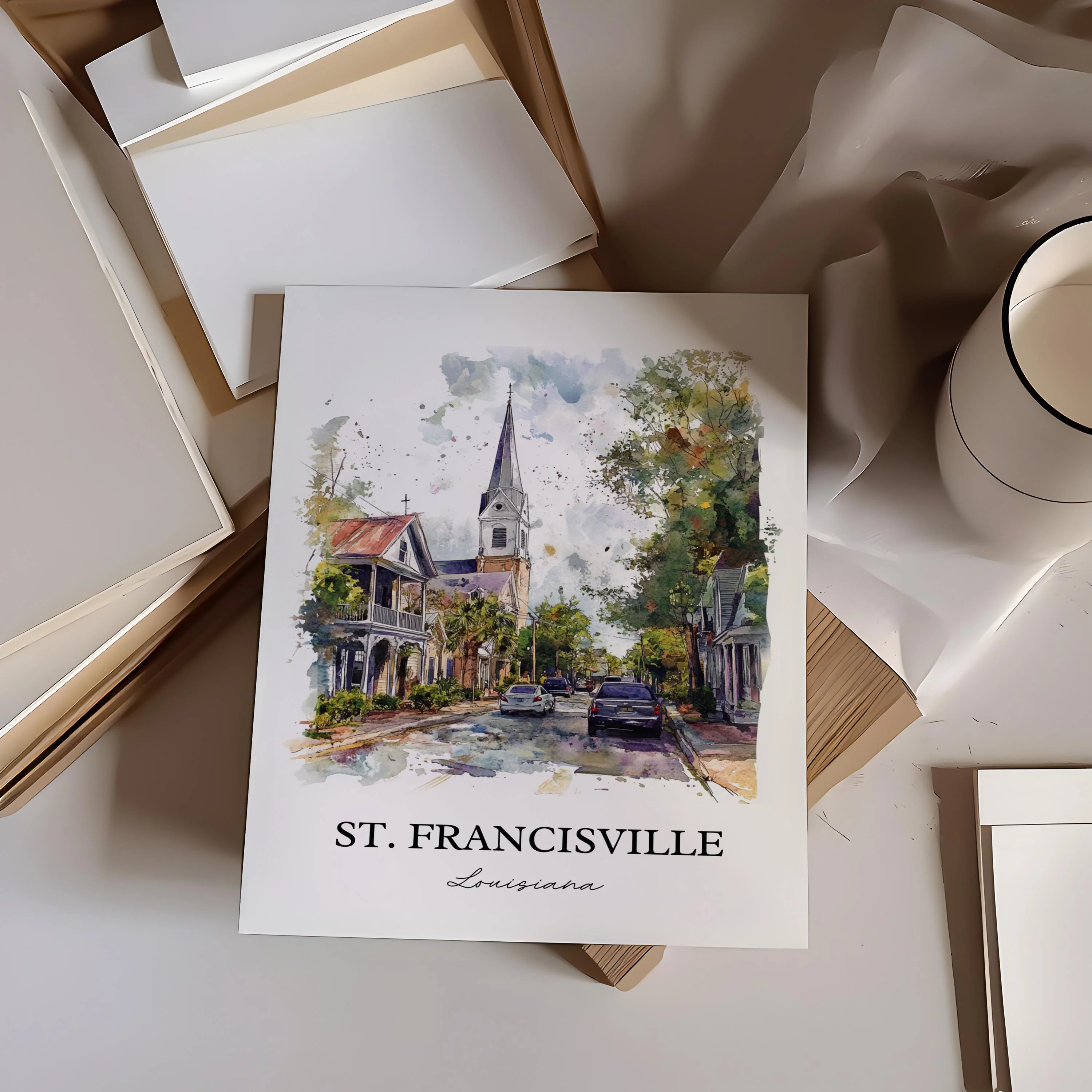 St. Francisville, Louisiana, USA – Watercolor Art Print - Image 5