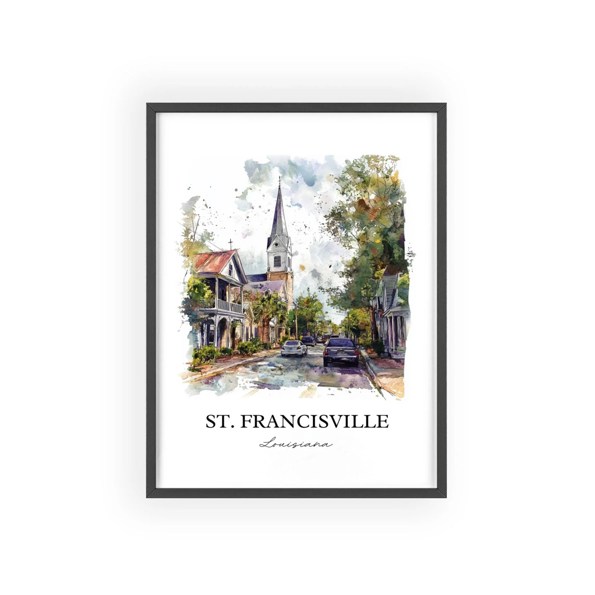St. Francisville, Louisiana, USA – Watercolor Art Print - Image 7