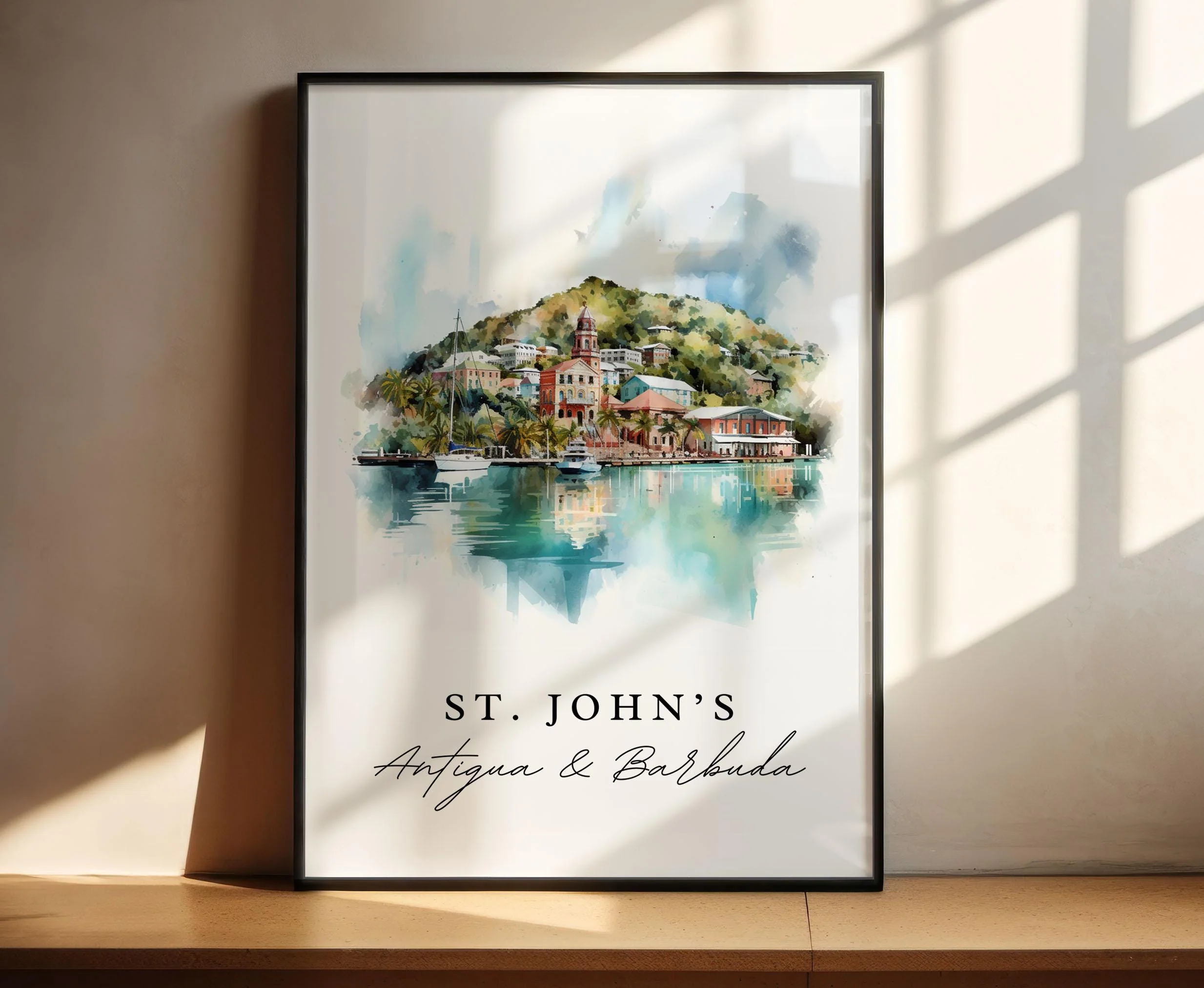 St Johns, Antigua and Barbuda – Watercolor Art Print - Image 4