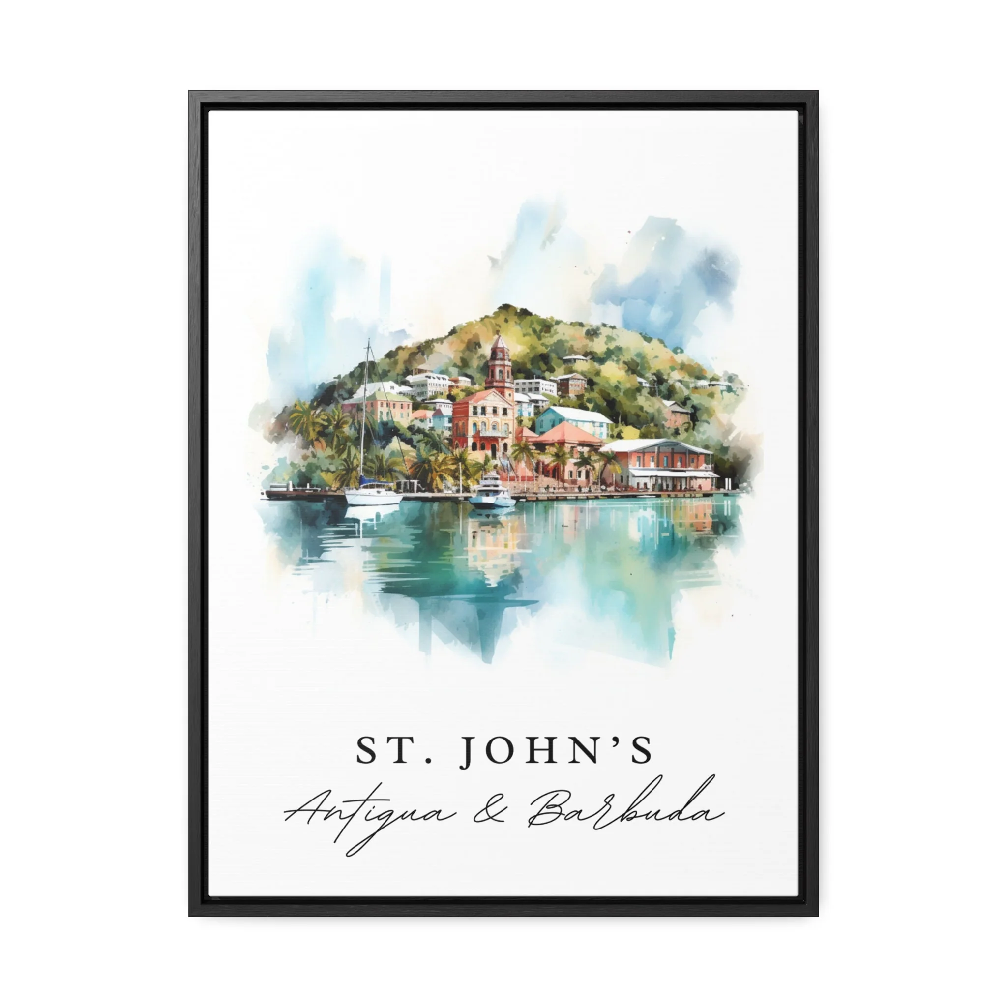 St Johns, Antigua and Barbuda – Watercolor Art Print - Image 7