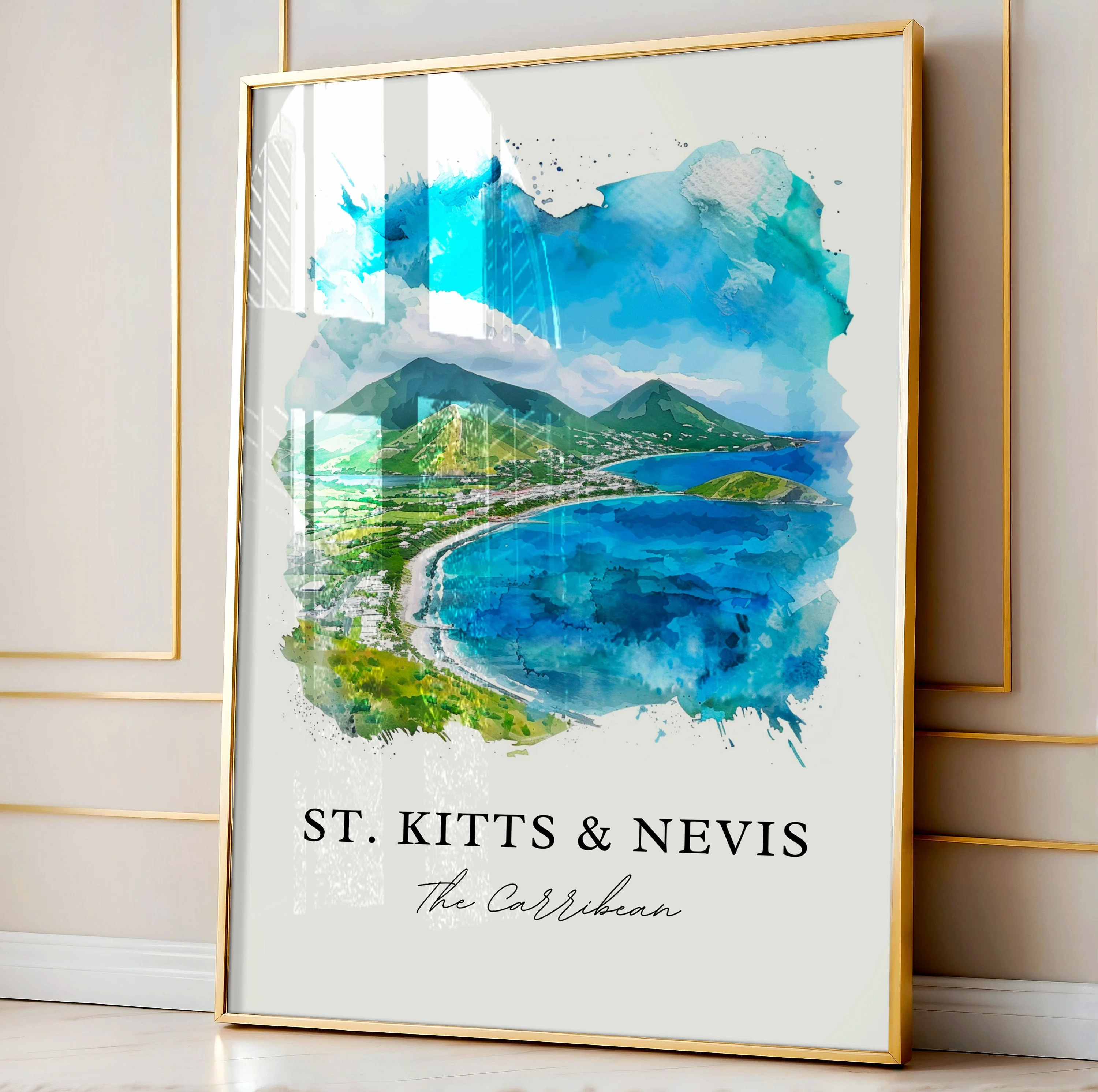 St. Kitts and Nevis, Caribbean – Watercolor Art Print - Image 4