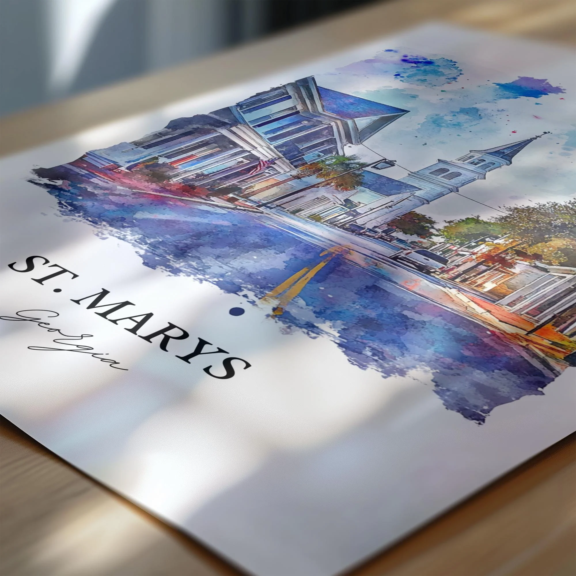 St Marys, USA – Watercolor Art Print - Image 2