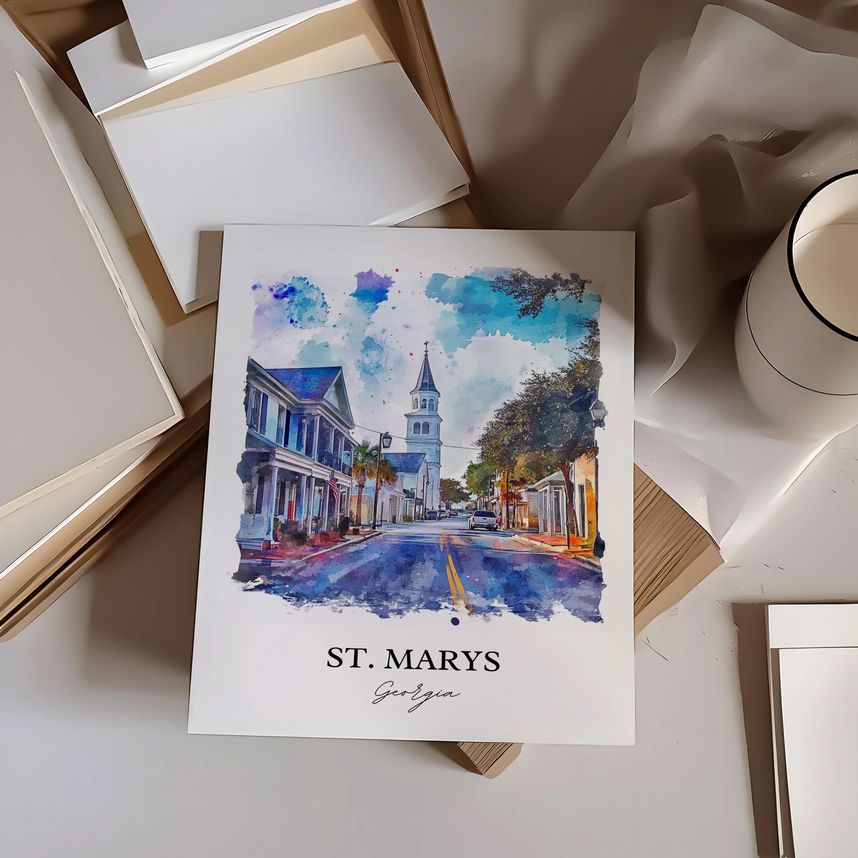 St Marys, USA – Watercolor Art Print - Image 5