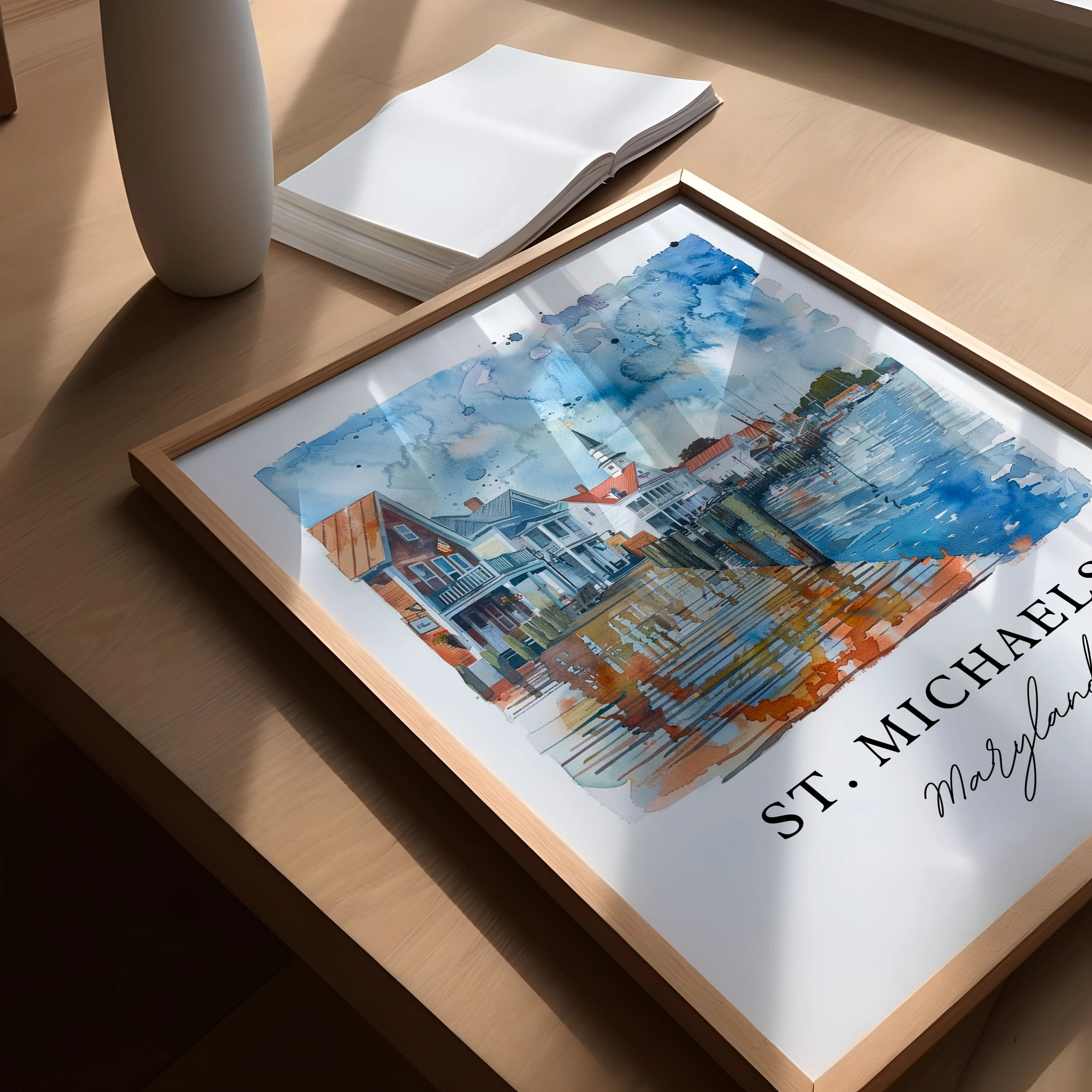 St. Michaels, MD, USA – Watercolor Art Print - Image 3