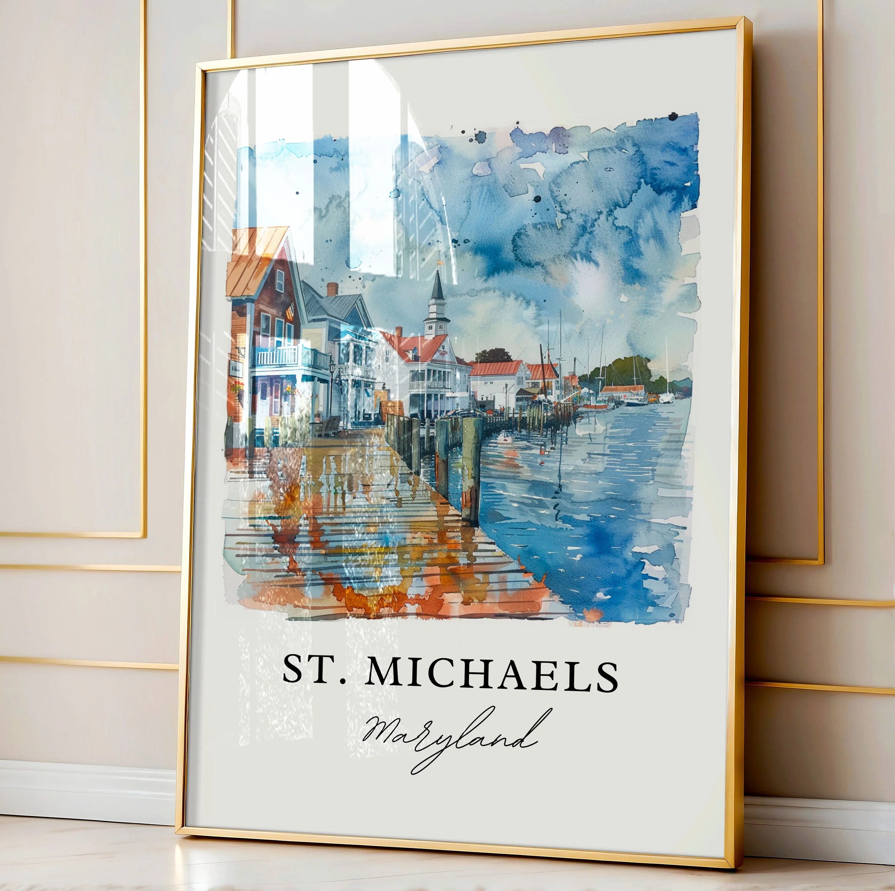 St. Michaels, MD, USA – Watercolor Art Print - Image 4
