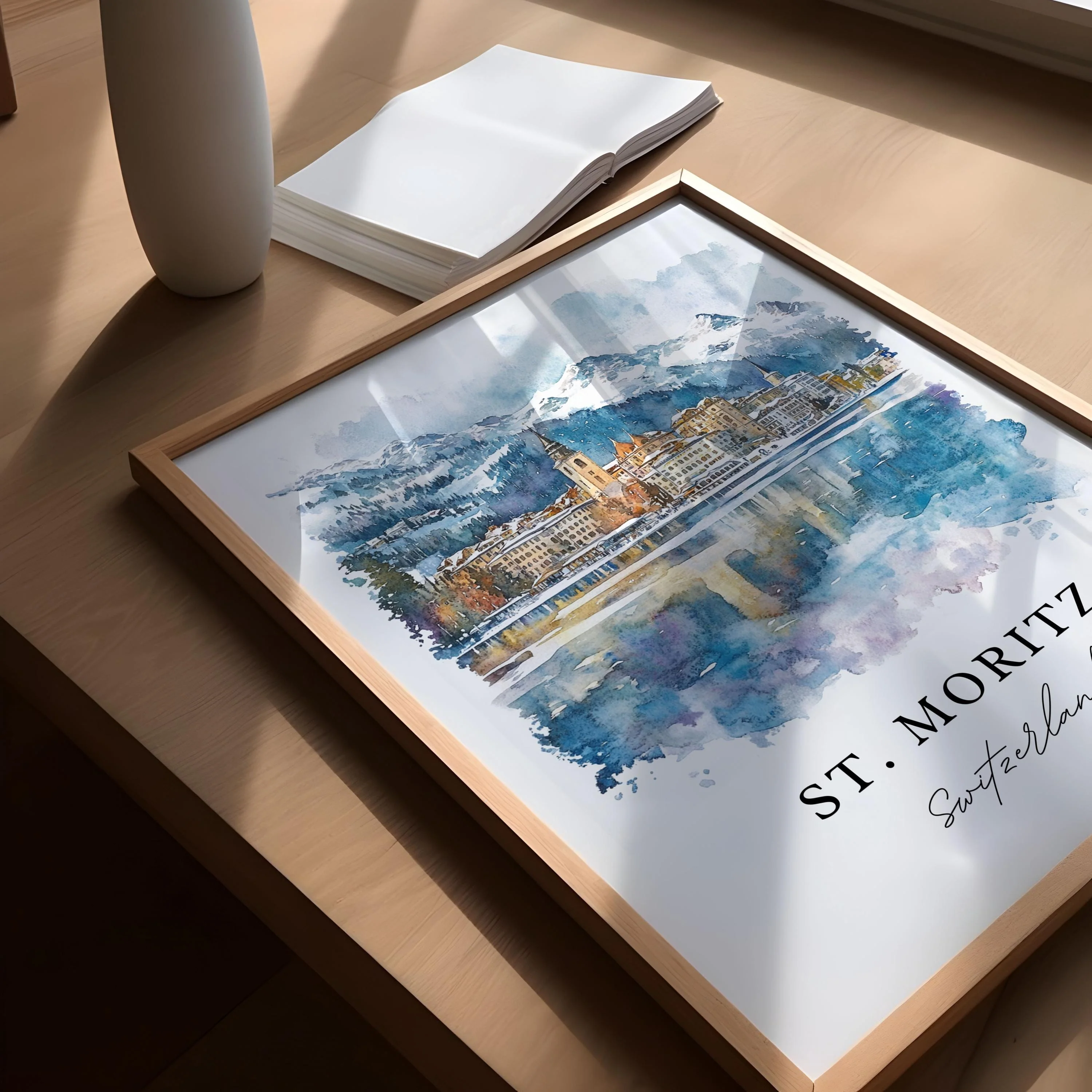St. Moritz, Switzerland – Watercolor Art Print - Image 3