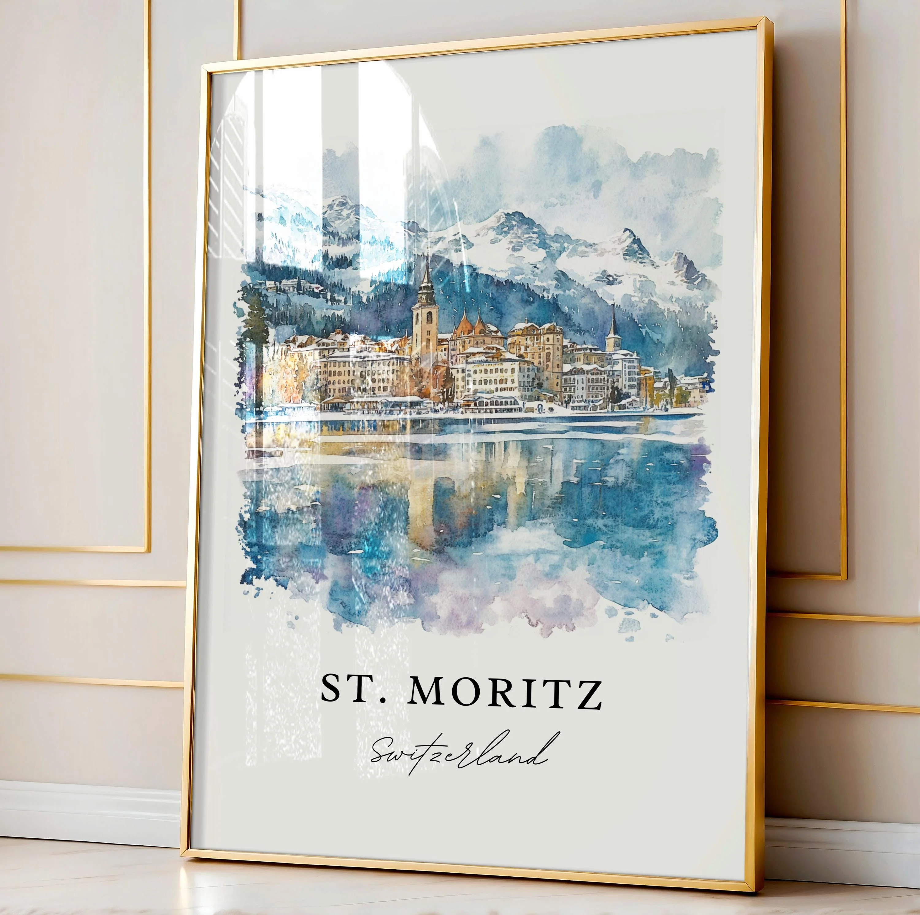 St. Moritz, Switzerland – Watercolor Art Print - Image 4