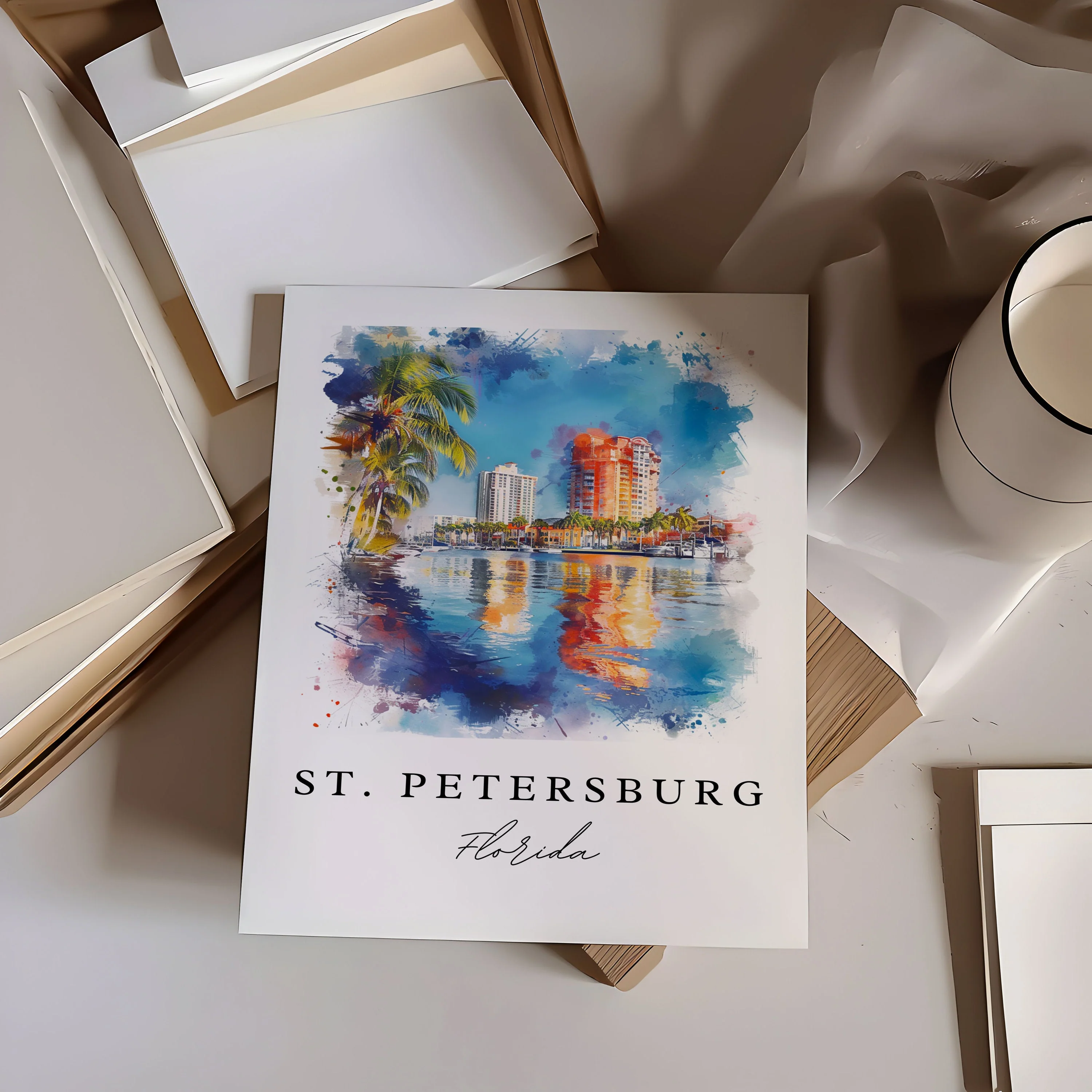 St. Petersburg, FL, Florida – Watercolor Art Print - Image 2