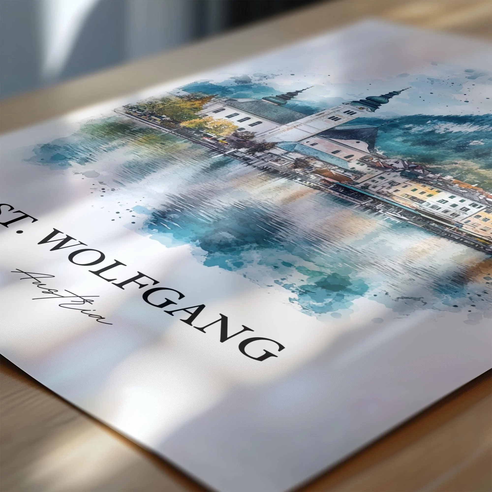 St. Wolfgang, Austria – Watercolor Art Print - Image 2