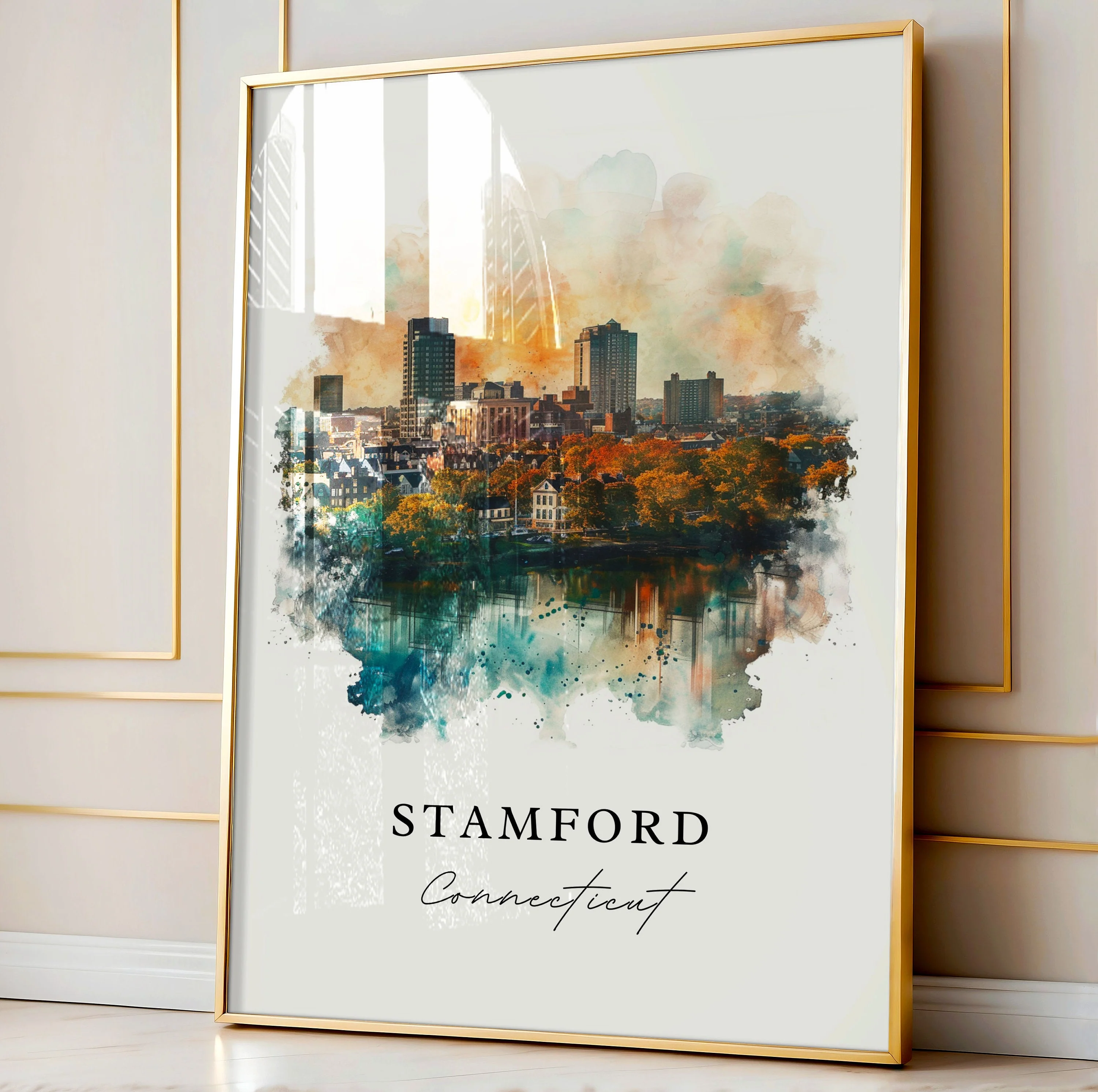 Stamford, Connecticut, Connecticut – Watercolor Art Print - Image 4