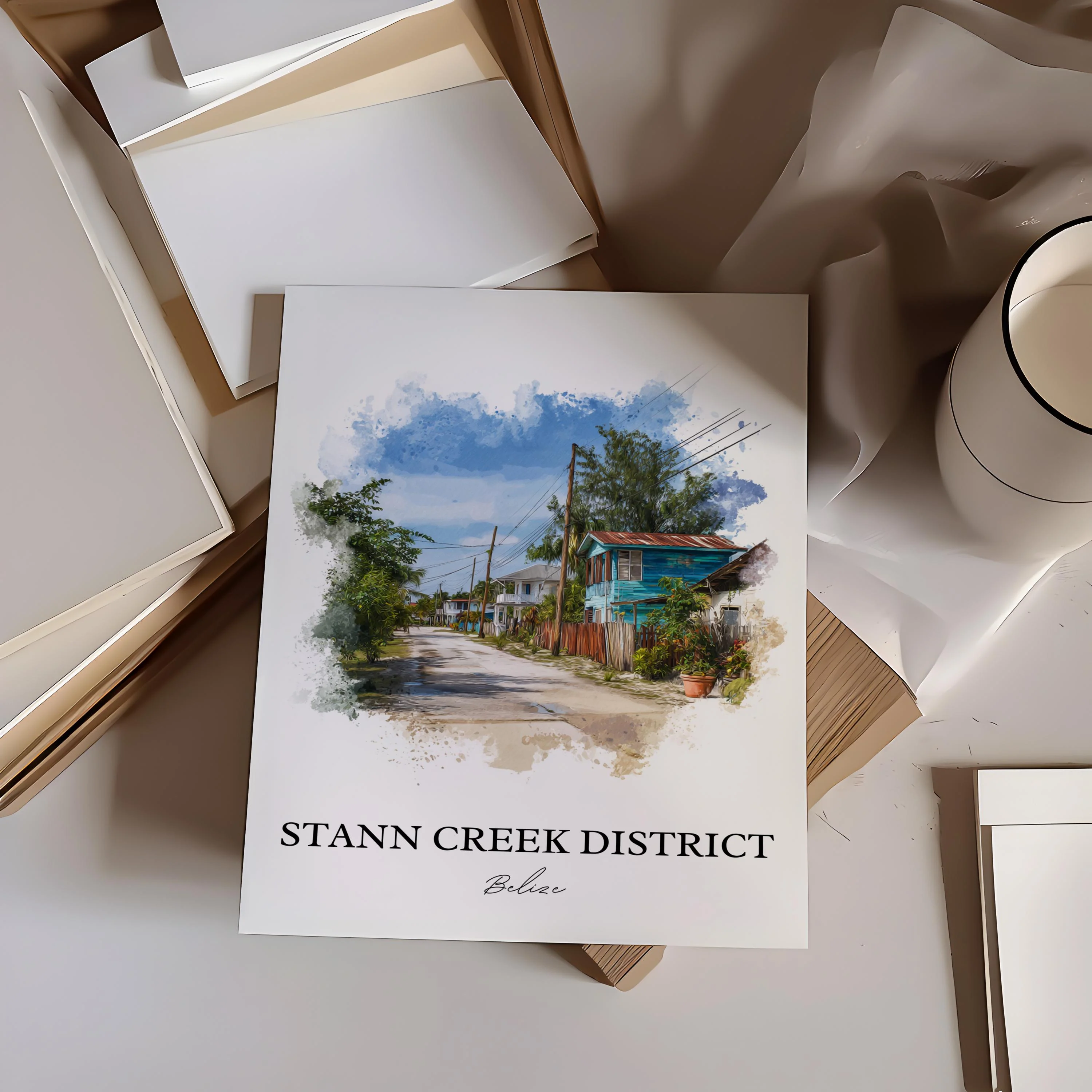 Stann Creek, Belize – Watercolor Art Print - Image 6