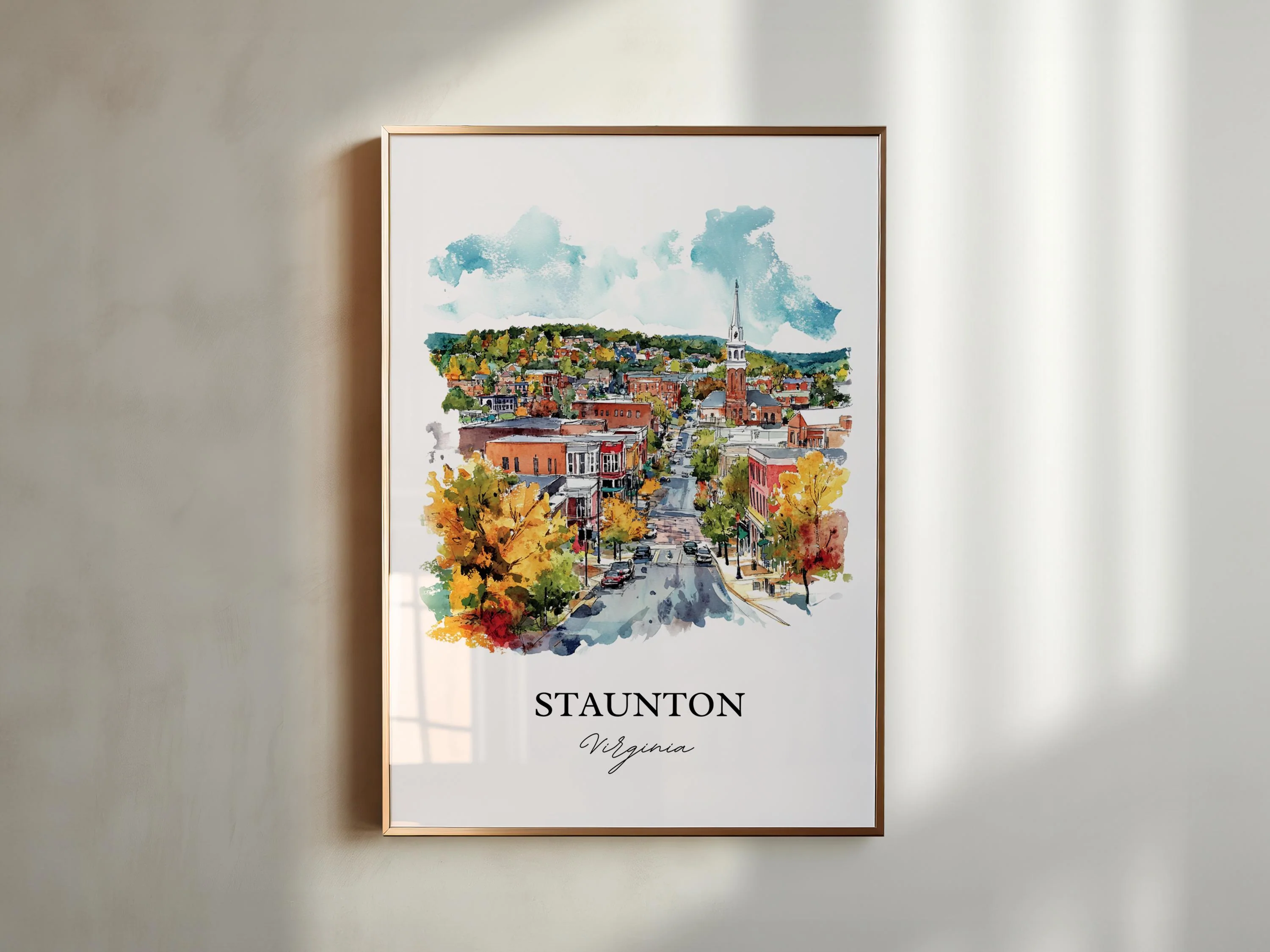 Staunton, Virginia, USA – Watercolor Art Print - Image 4