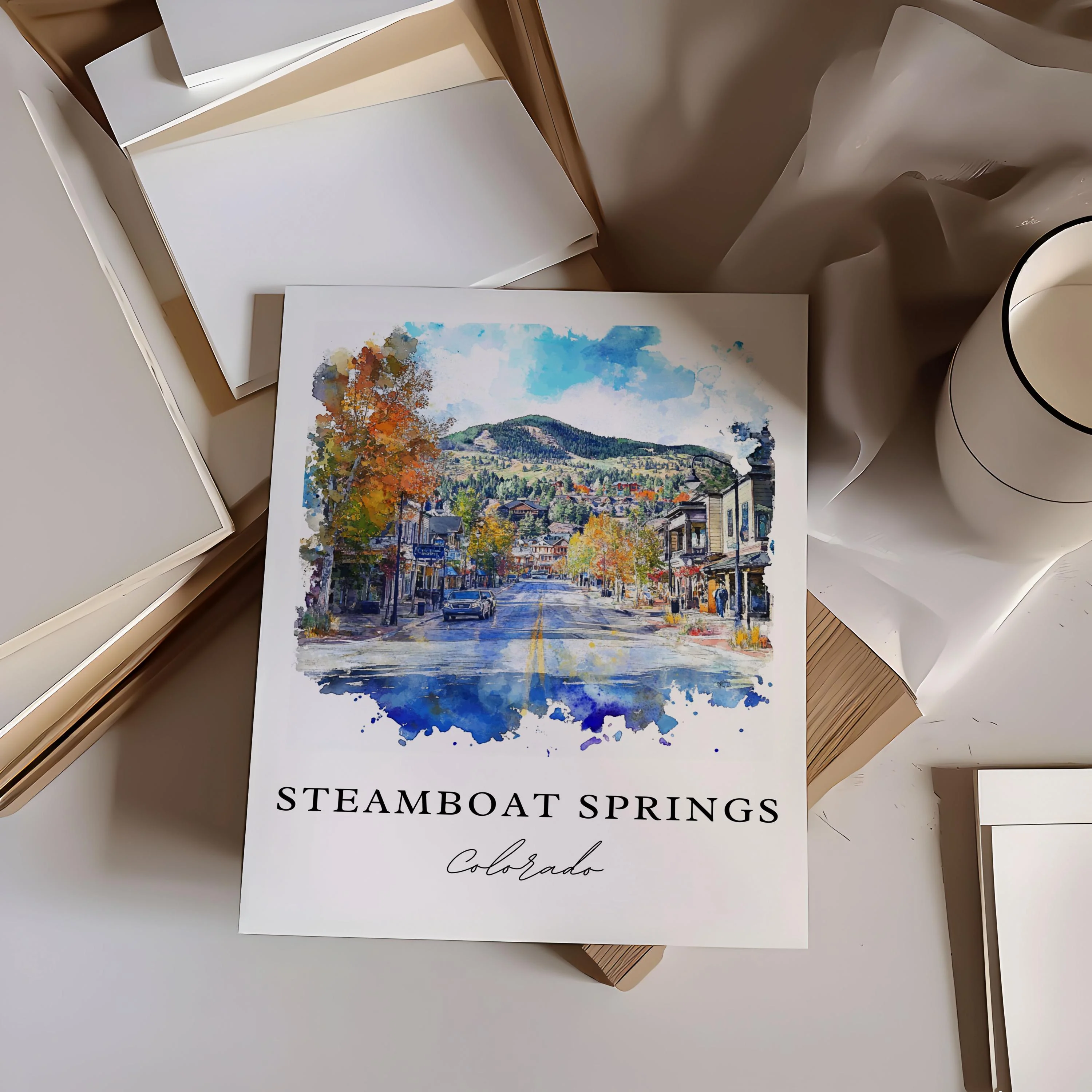 Steamboat Springs, USA – Watercolor Art Print - Image 2