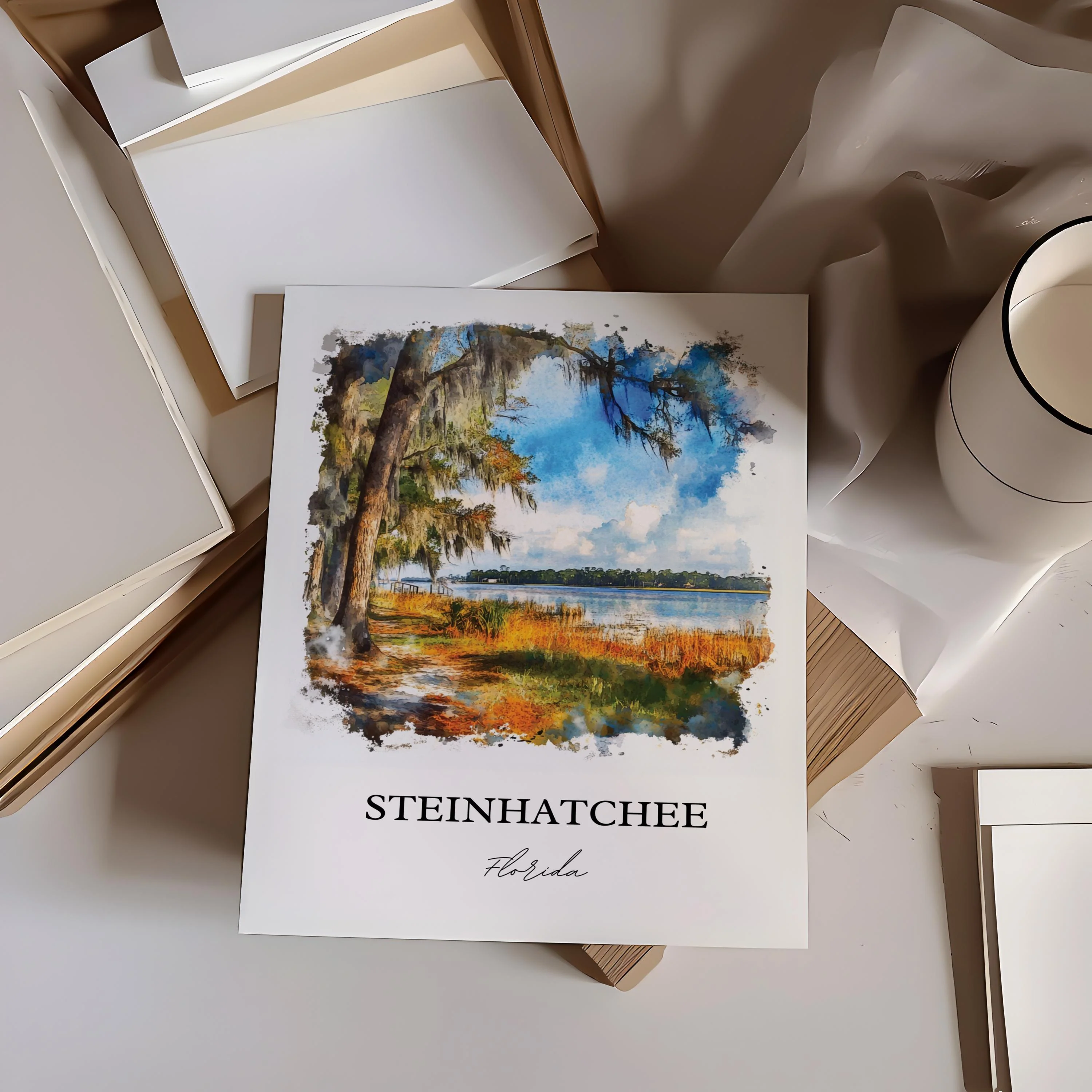 Steinhatchee, Florida, USA – Watercolor Art Print - Image 3