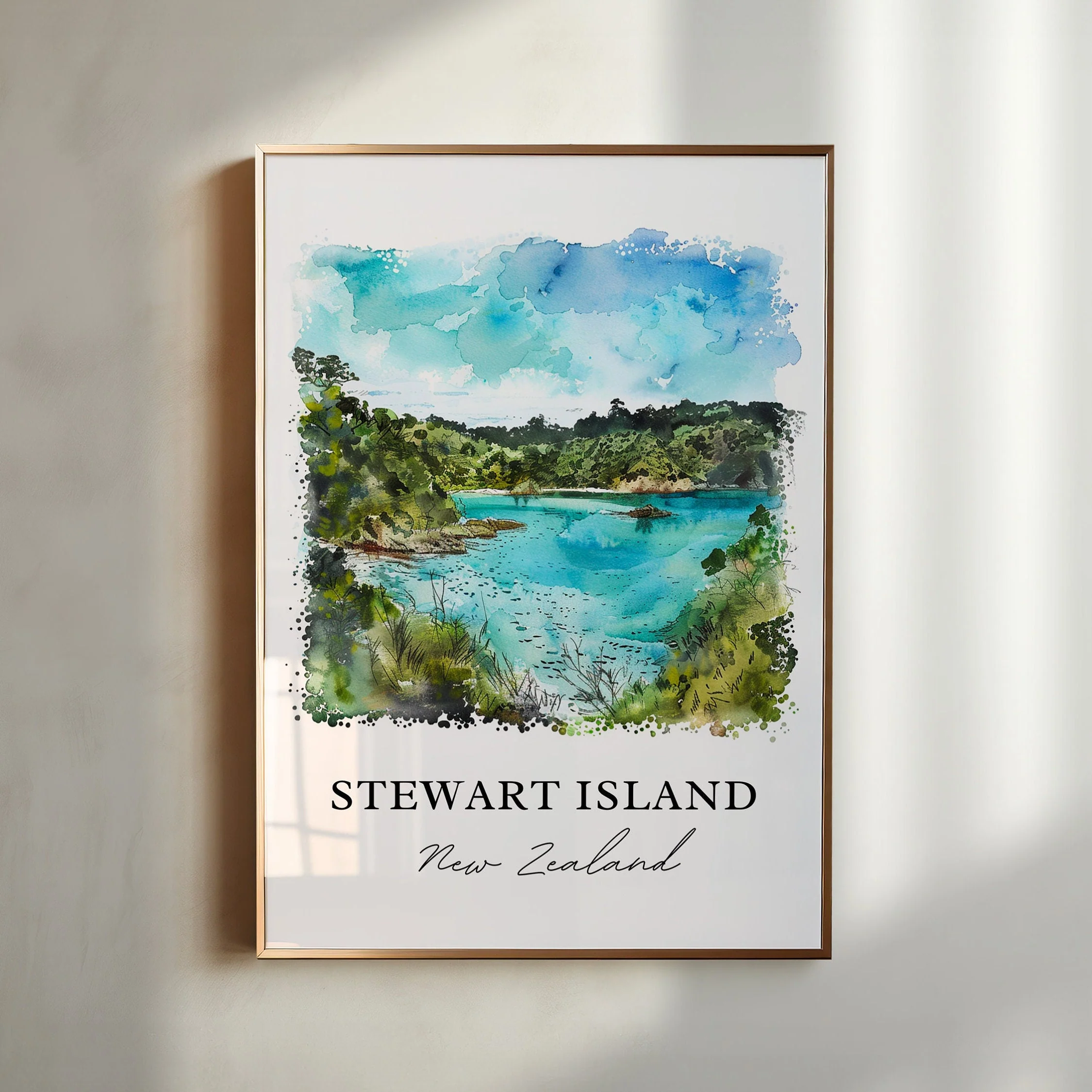 Stewart Island, New Zealand – Watercolor Art Print