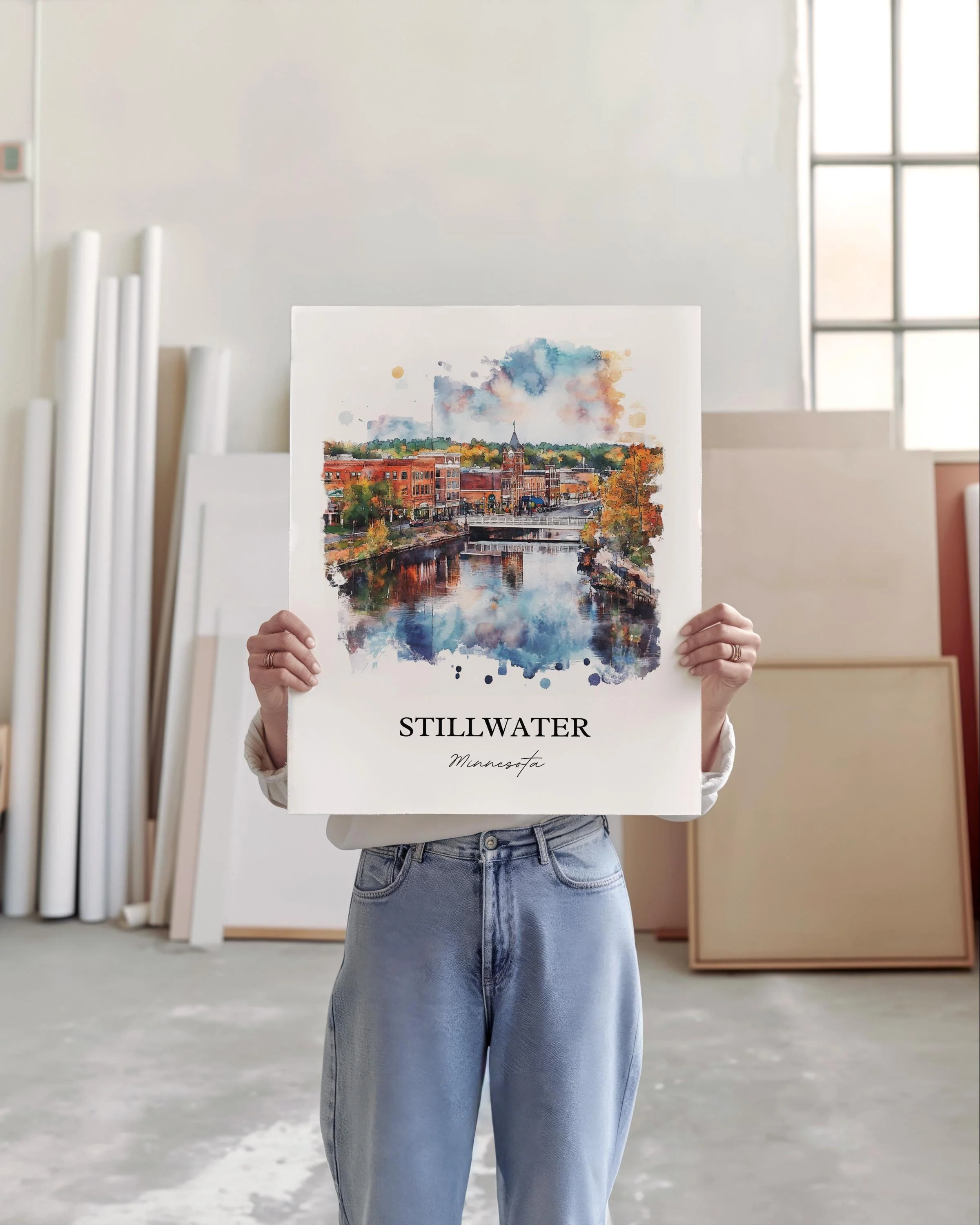 Stillwater, MN, USA – Watercolor Art Print of St. Croix River - Image 5