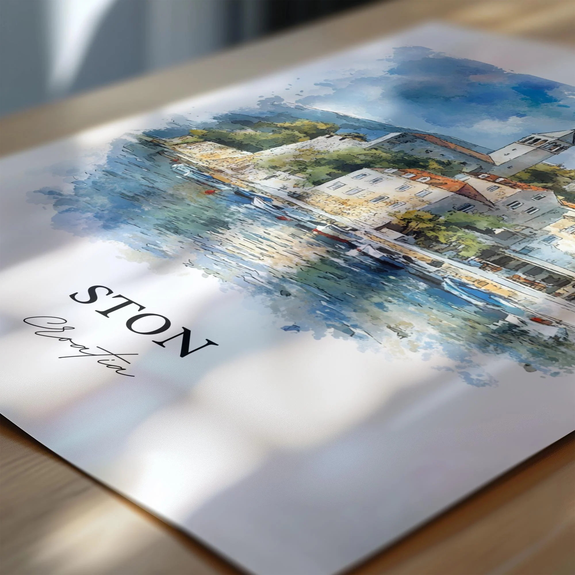 Ston, Croatia – Watercolor Art Print - Image 2