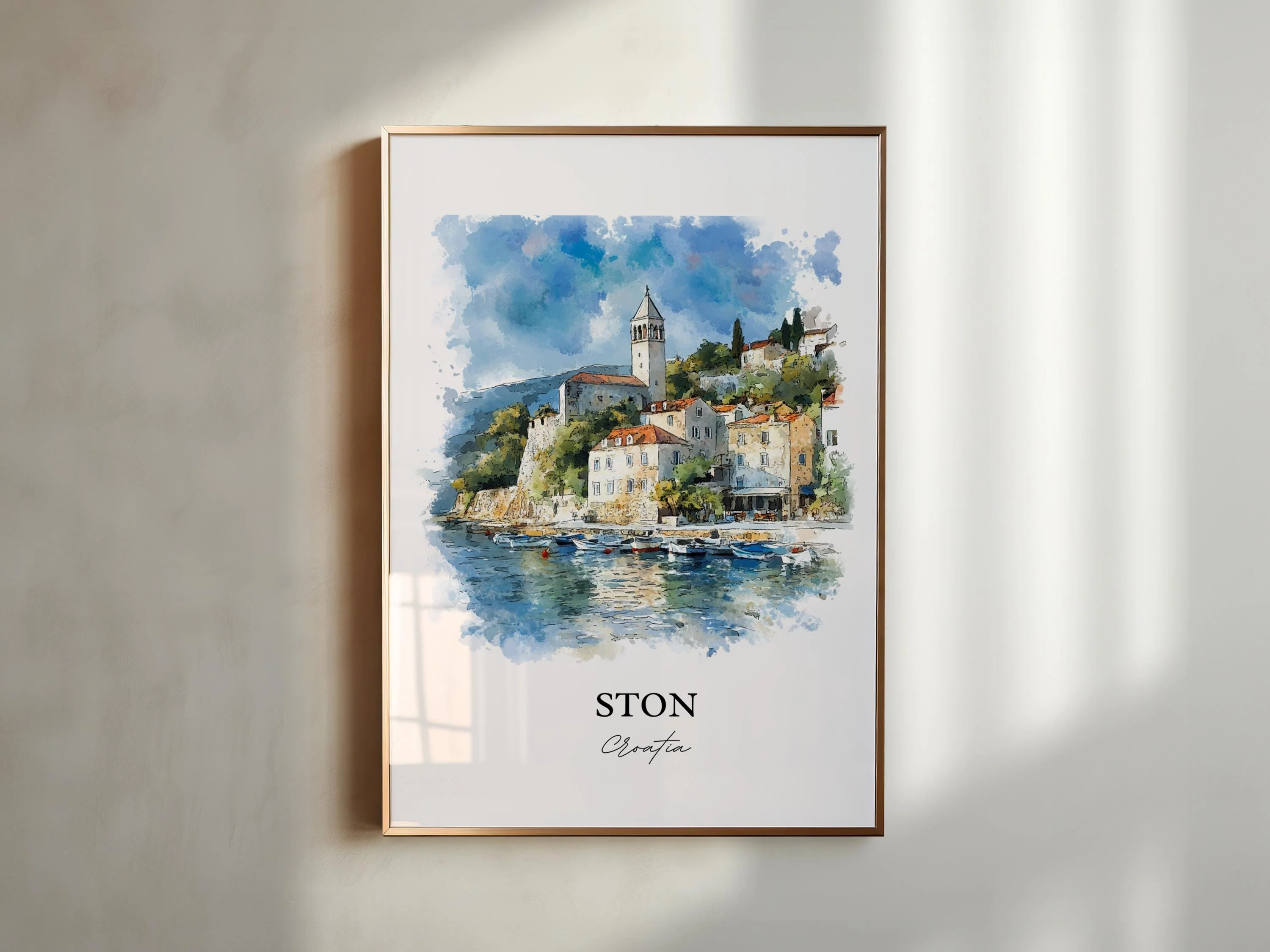 Ston, Croatia – Watercolor Art Print - Image 3