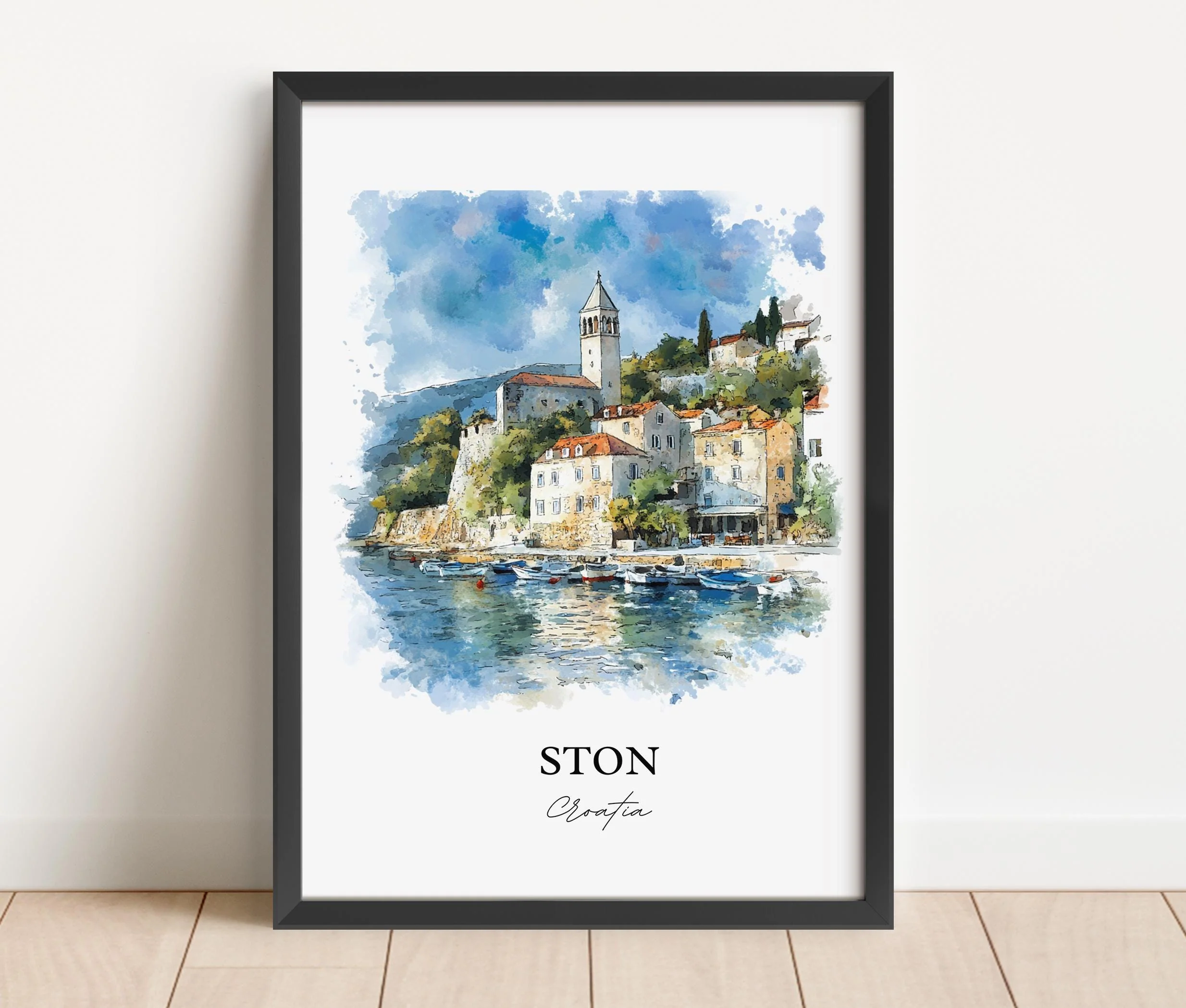 Ston, Croatia – Watercolor Art Print - Image 6