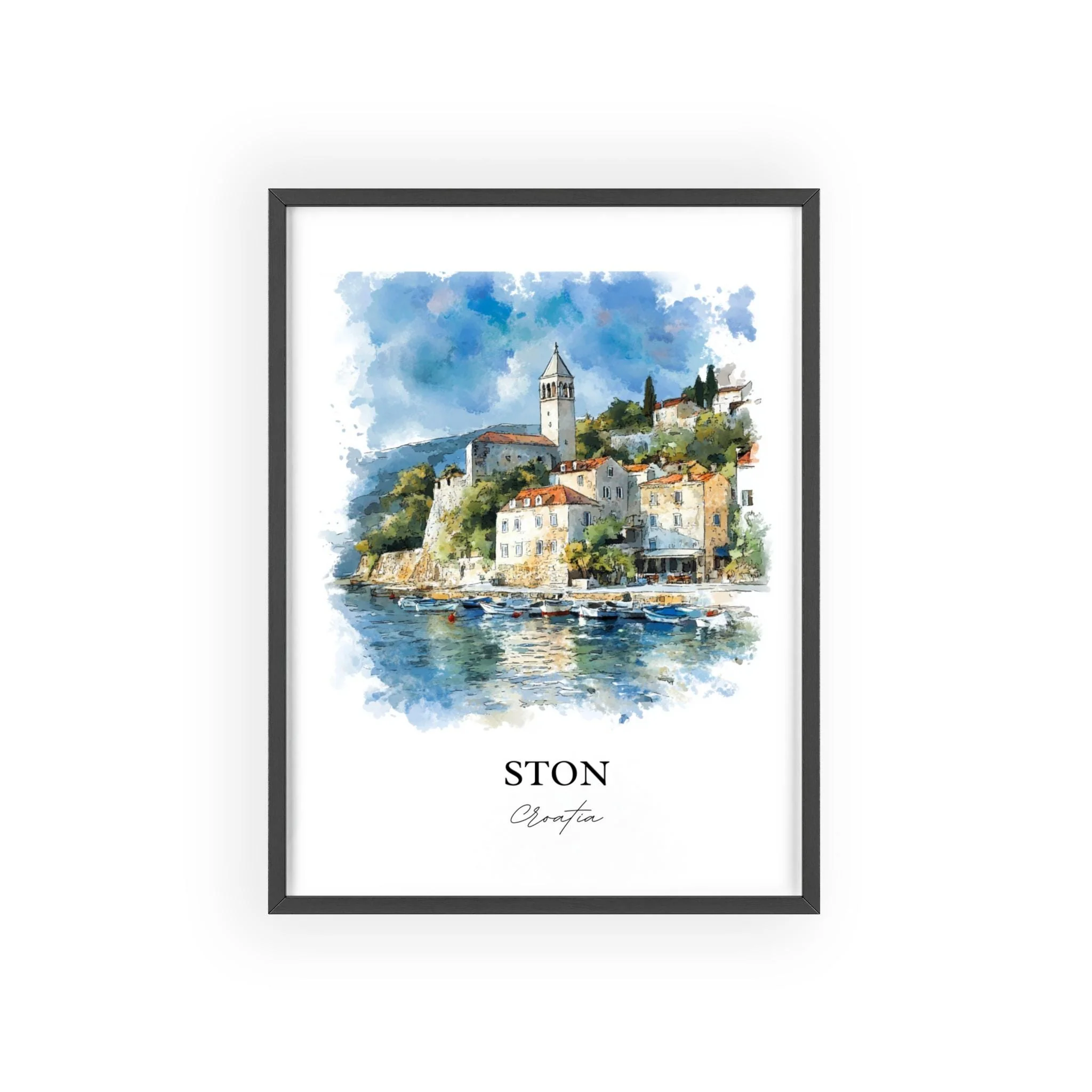 Ston, Croatia – Watercolor Art Print - Image 7