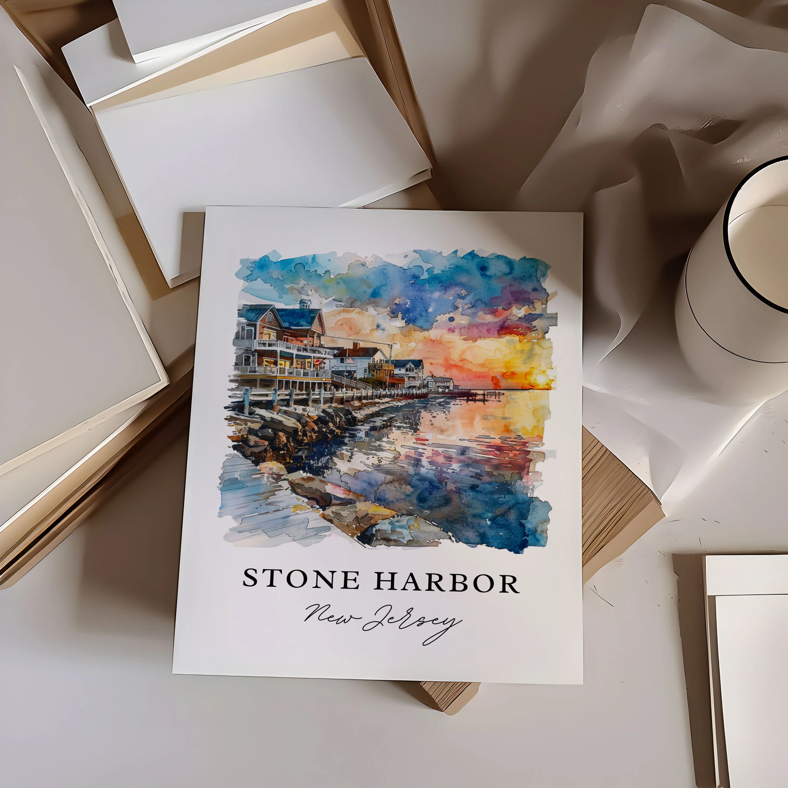 Stone Harbor, New Jersey – Watercolor Art Print - Image 2