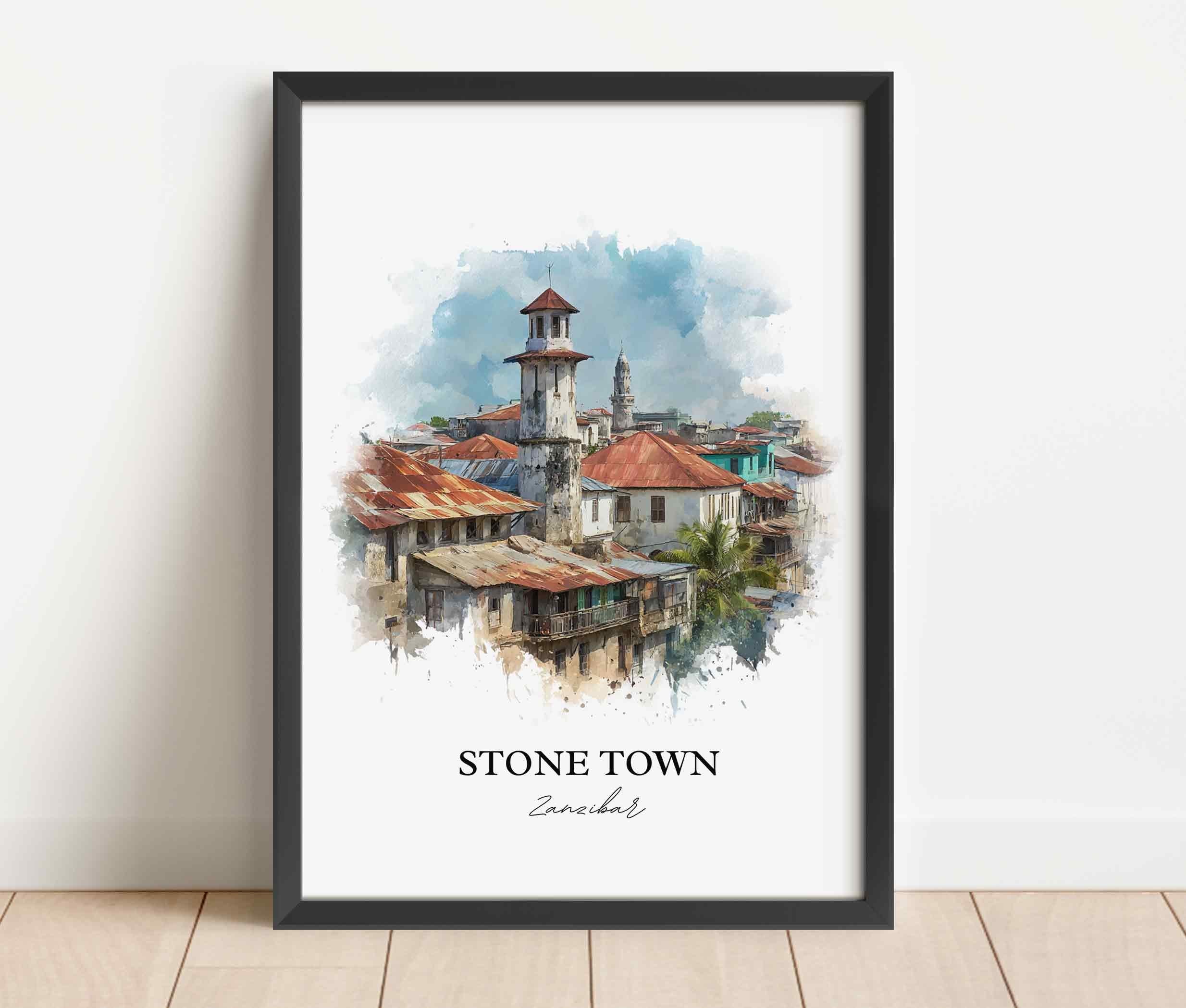 Stone Town, Zanzibar – Watercolor Art Print - Image 3