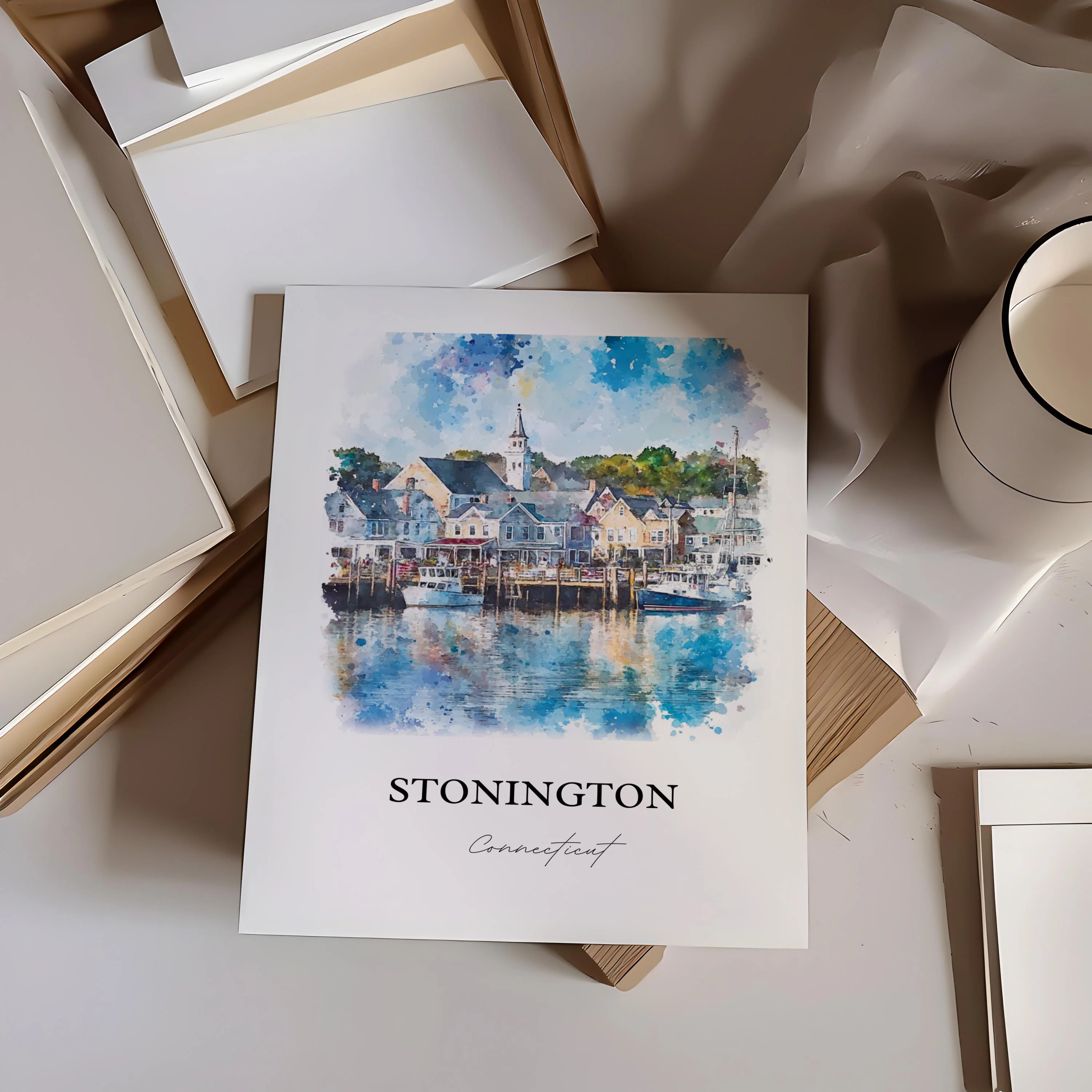 Stonington, CT, Connecticut – Watercolor Art Print - Image 5