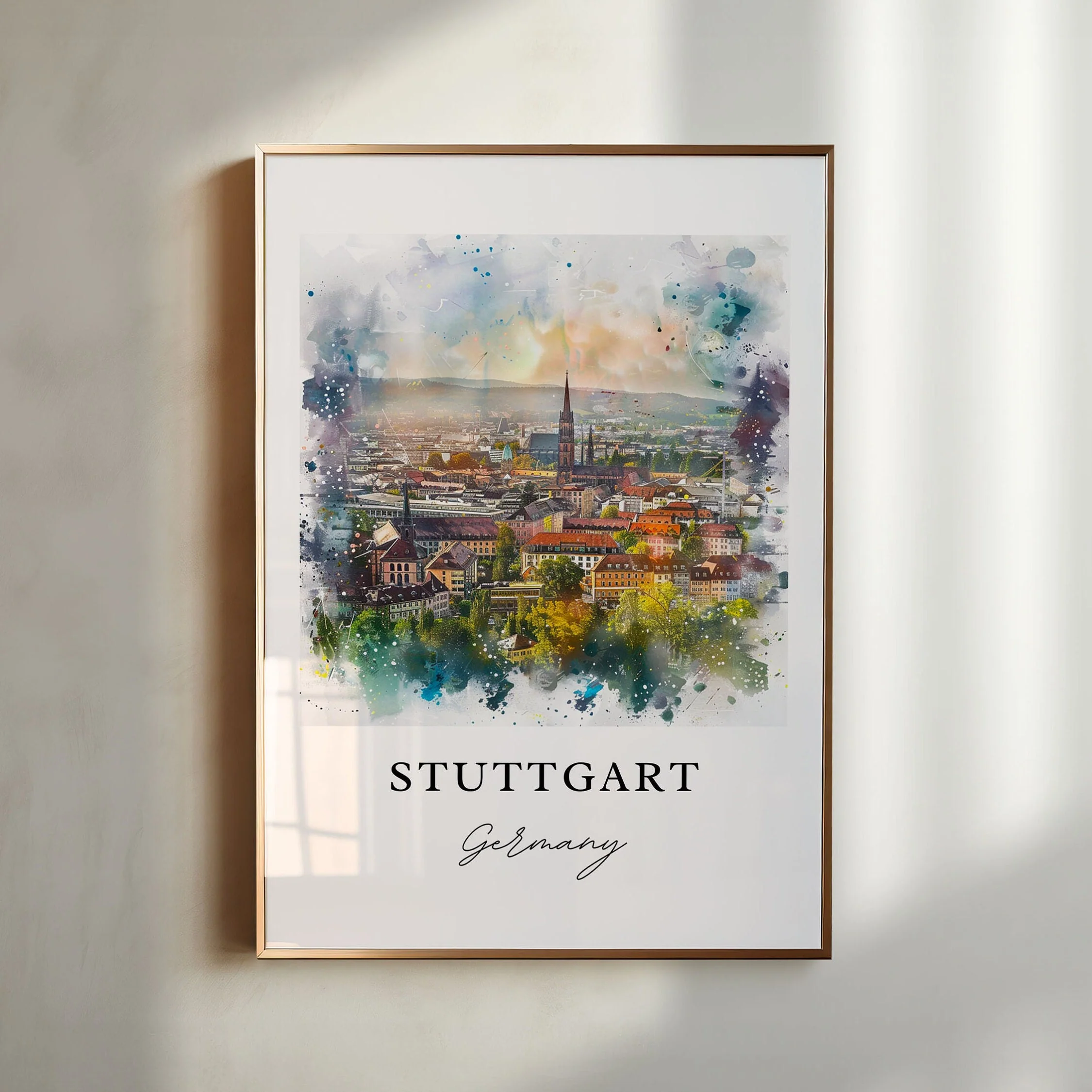 Stuttgart, Germany – Watercolor Art Print