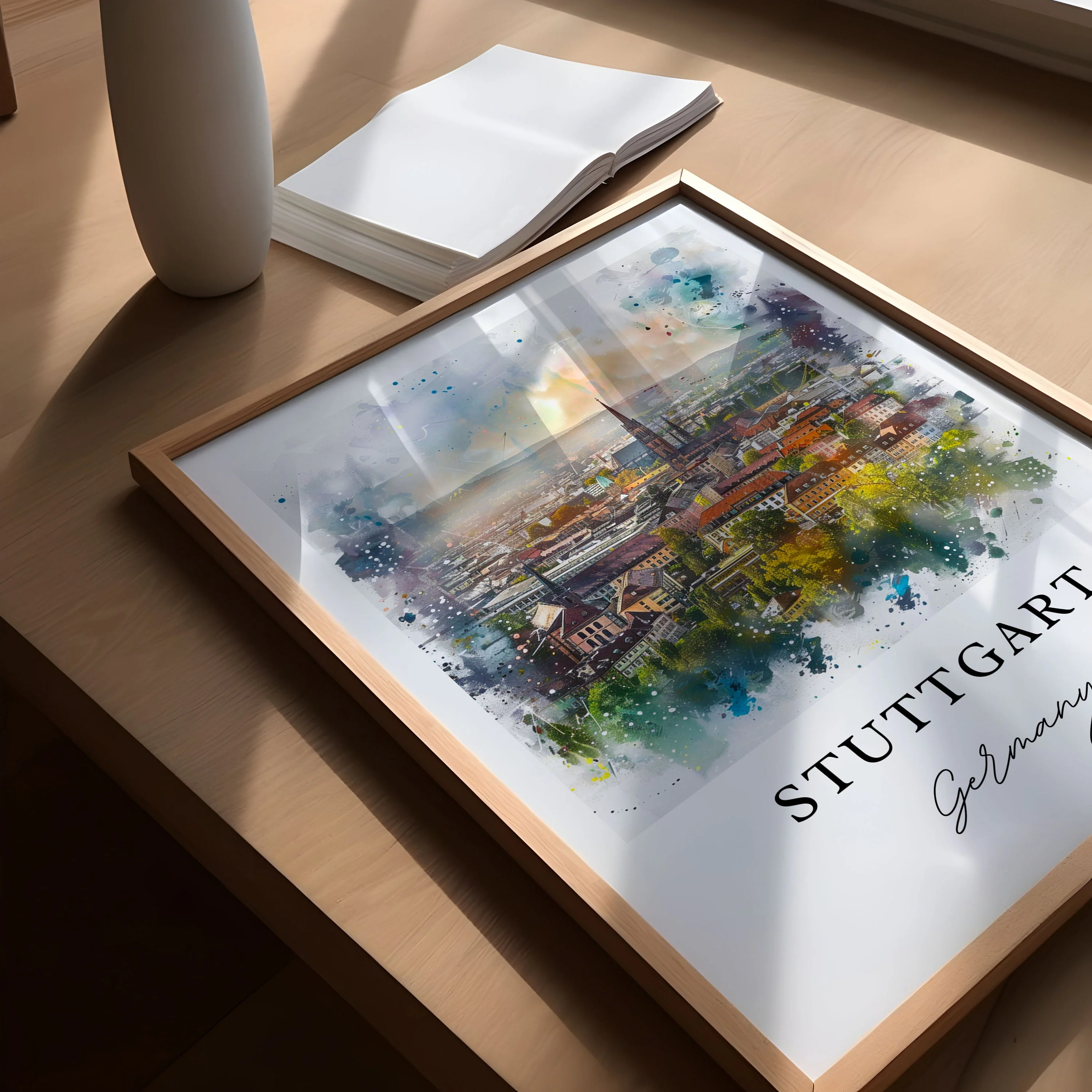 Stuttgart, Germany – Watercolor Art Print - Image 3