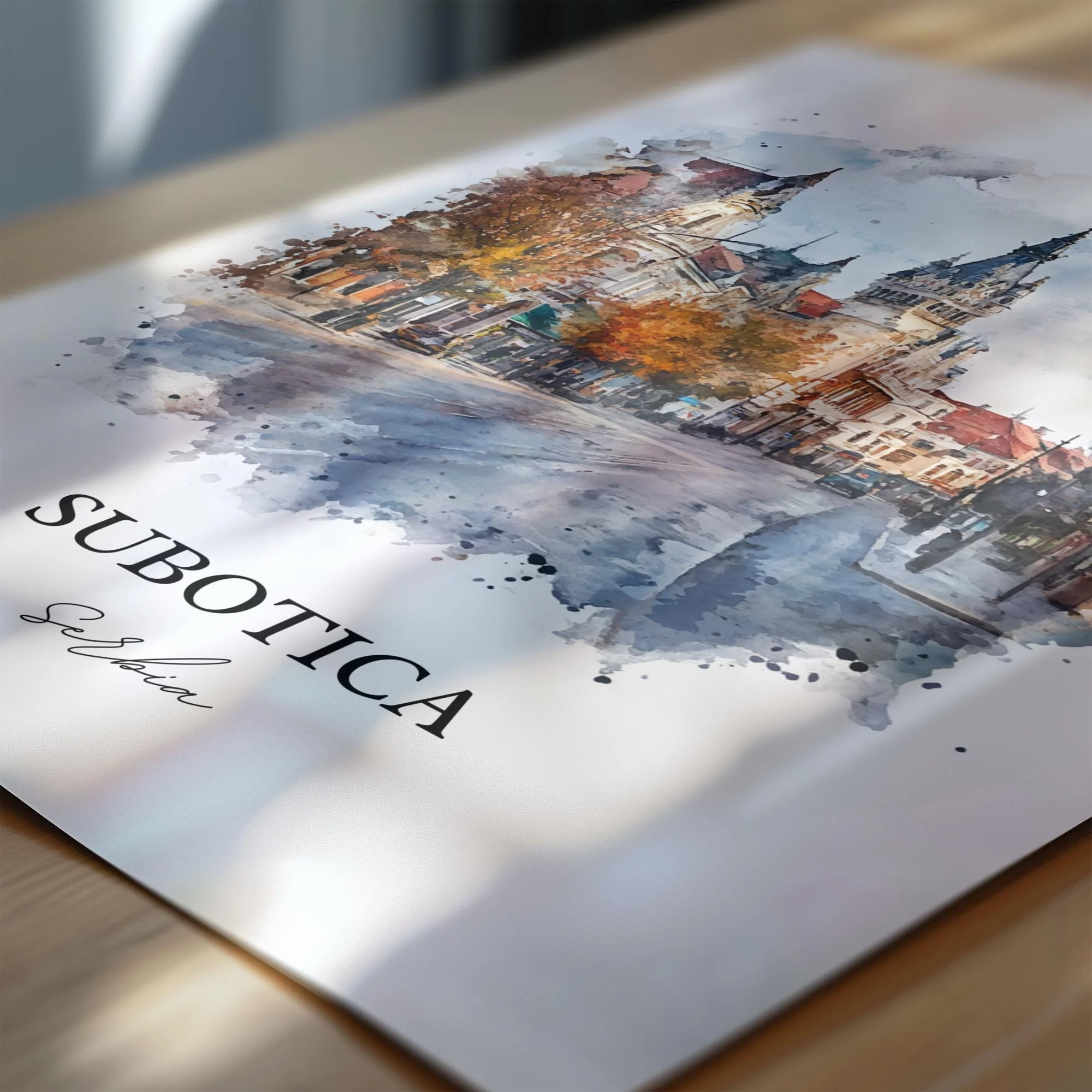Subotica, Serbia – Watercolor Art Print - Image 2